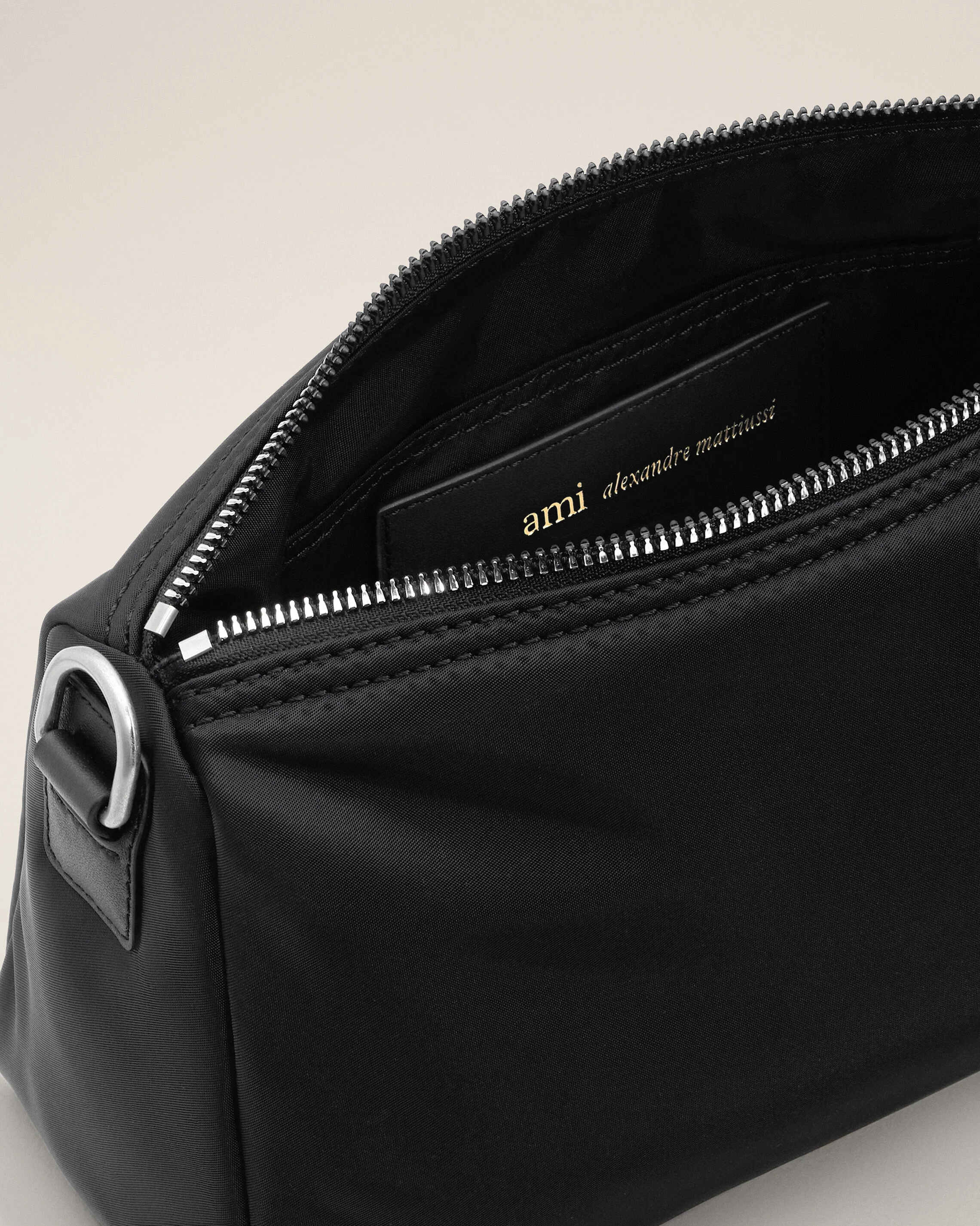 AMI PARIS Marcel Crossbody/Shoulder Nylon Bag in Black