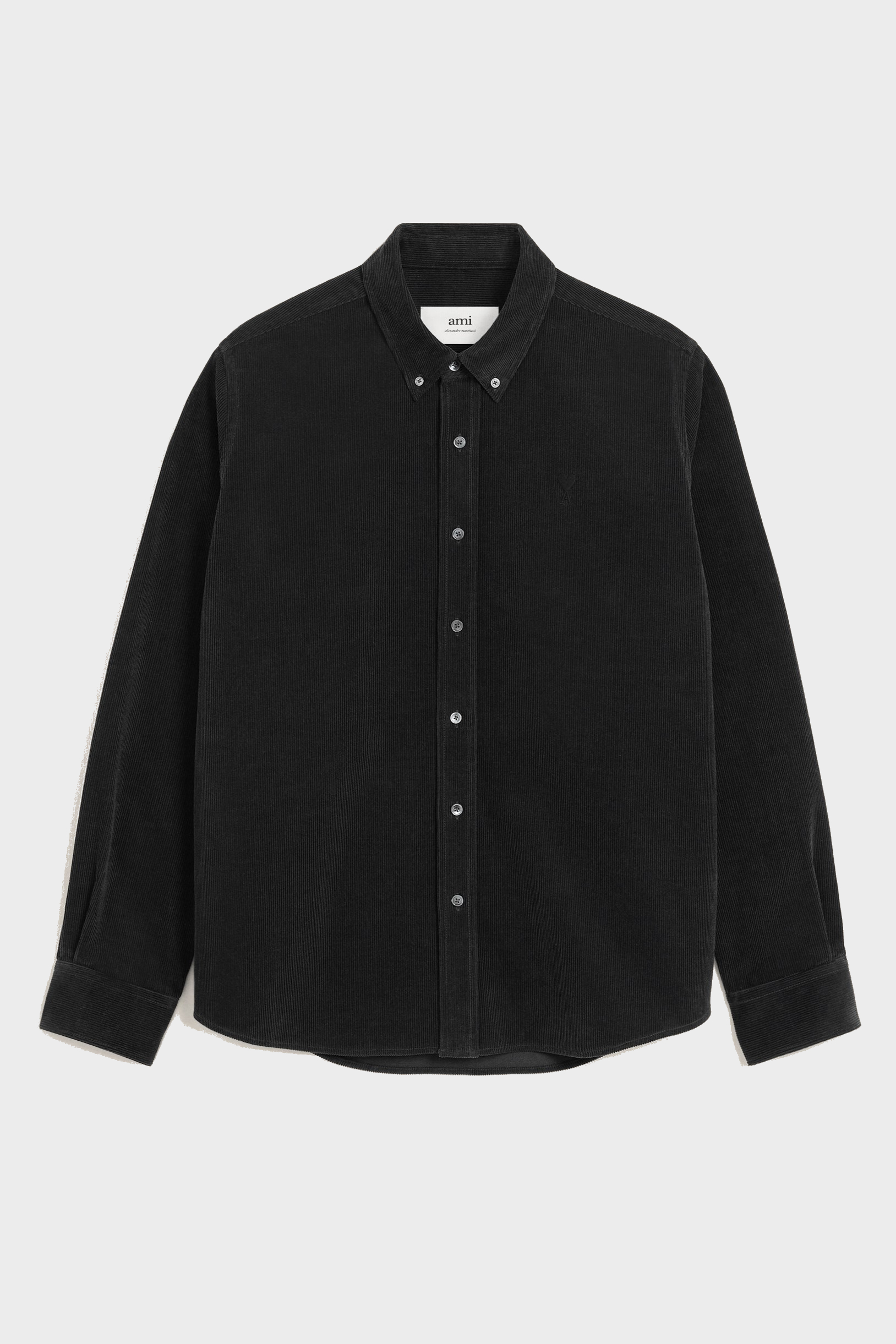 AMI PARIS de Coeur Classic Fit Corduroy Shirt in Anthracite