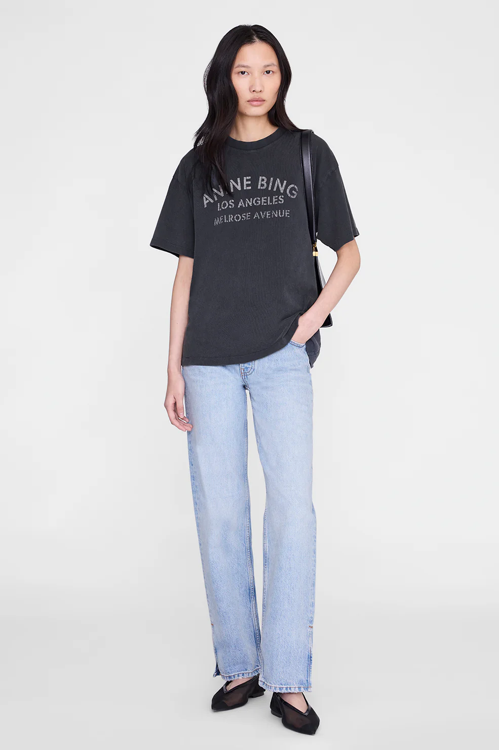 ANINE BING Cade Tee Melrose Tencil in Washed Black