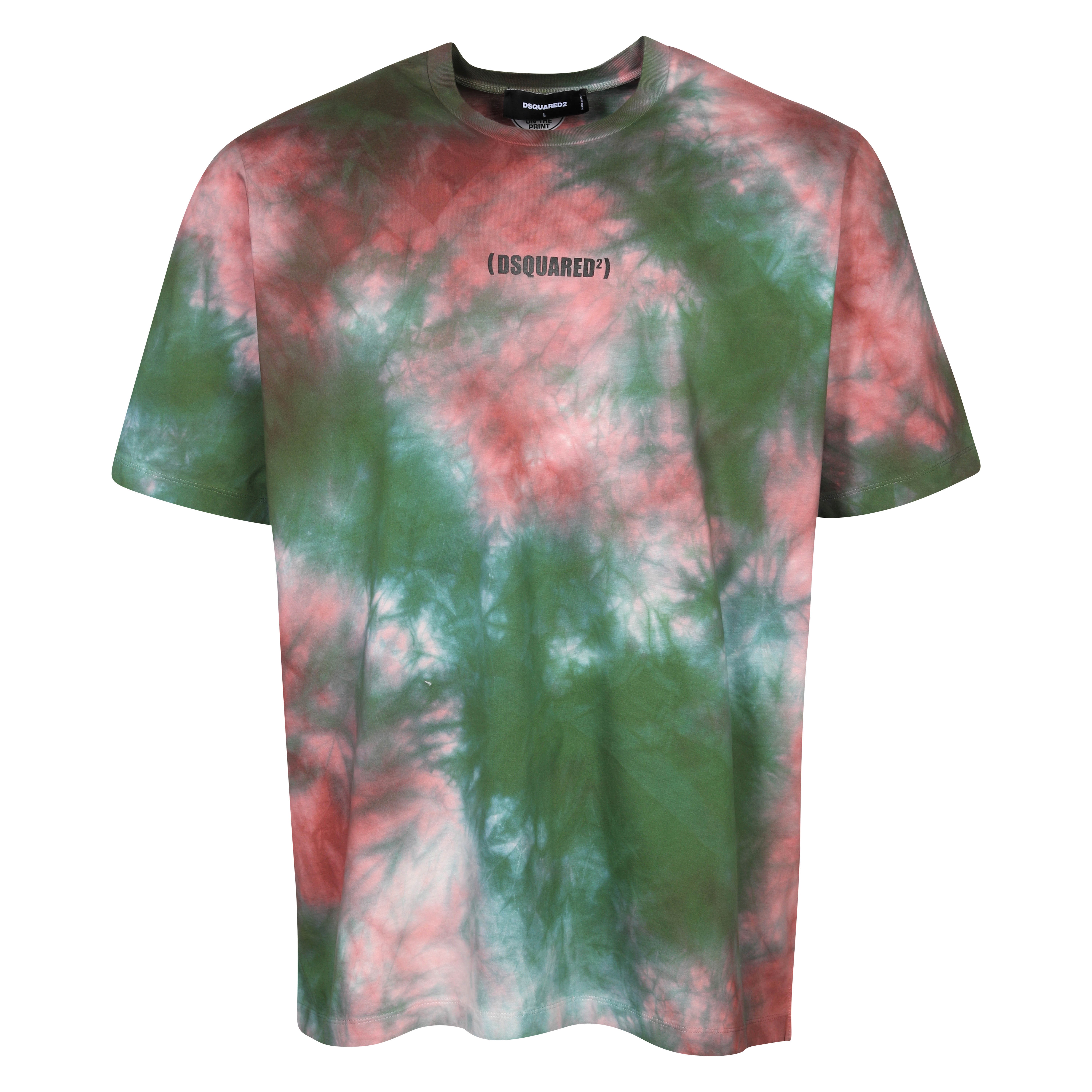 Dsquared Tie Dye T-Shirt Green Rosa