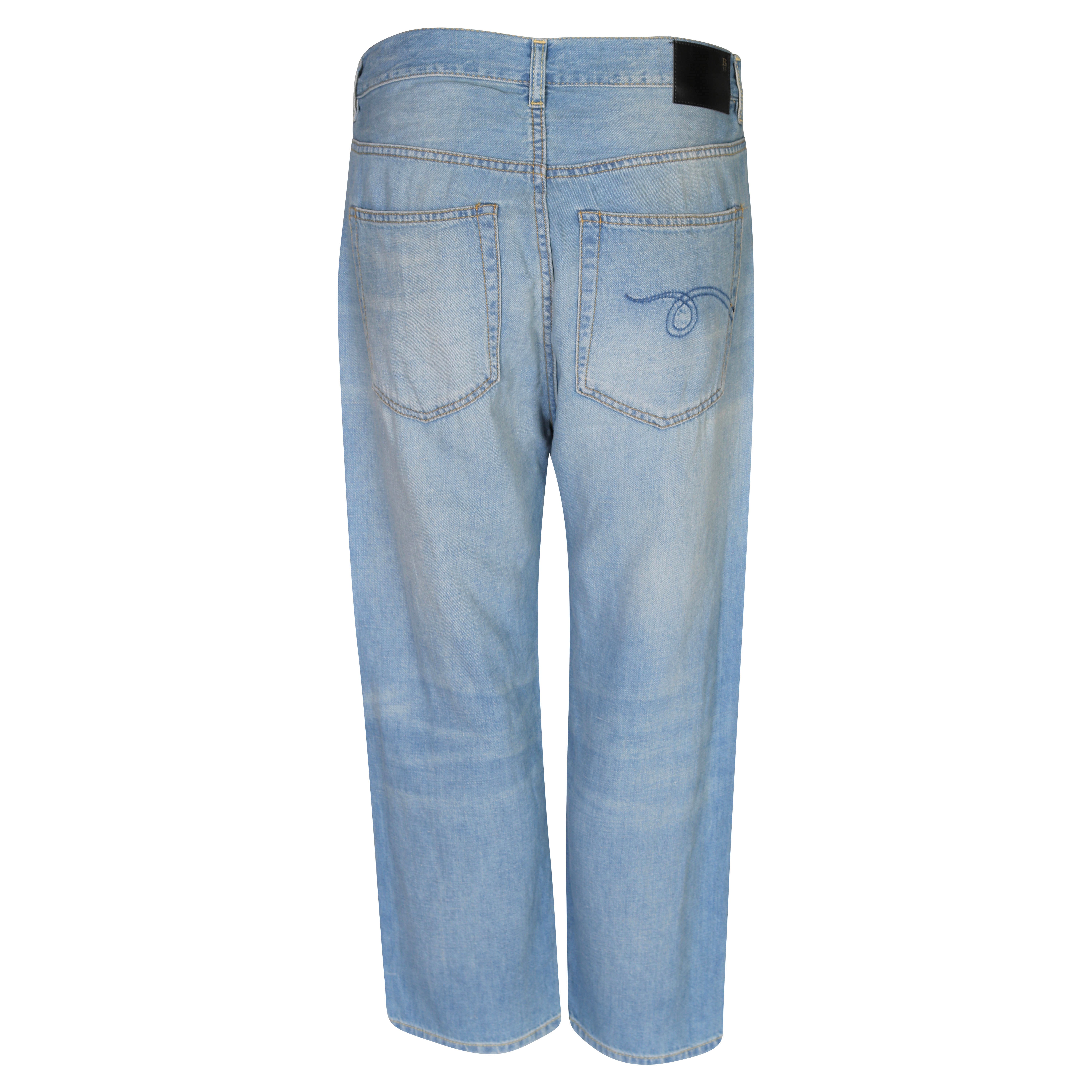 R13 Tailored Drop Jeans in Cliff Linen Indigo