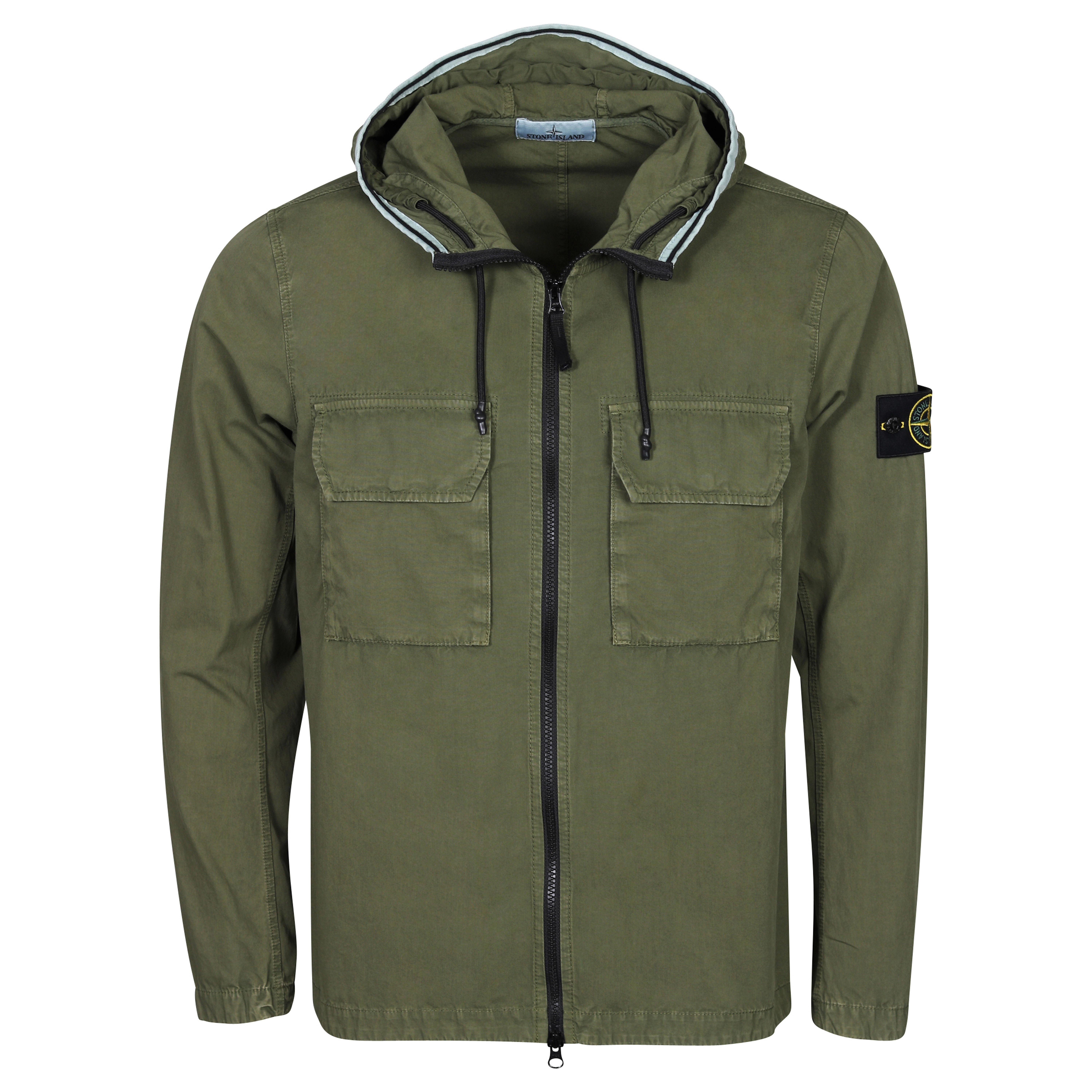 Stone Island Cotton Hooded Overshirt in Washed Olive