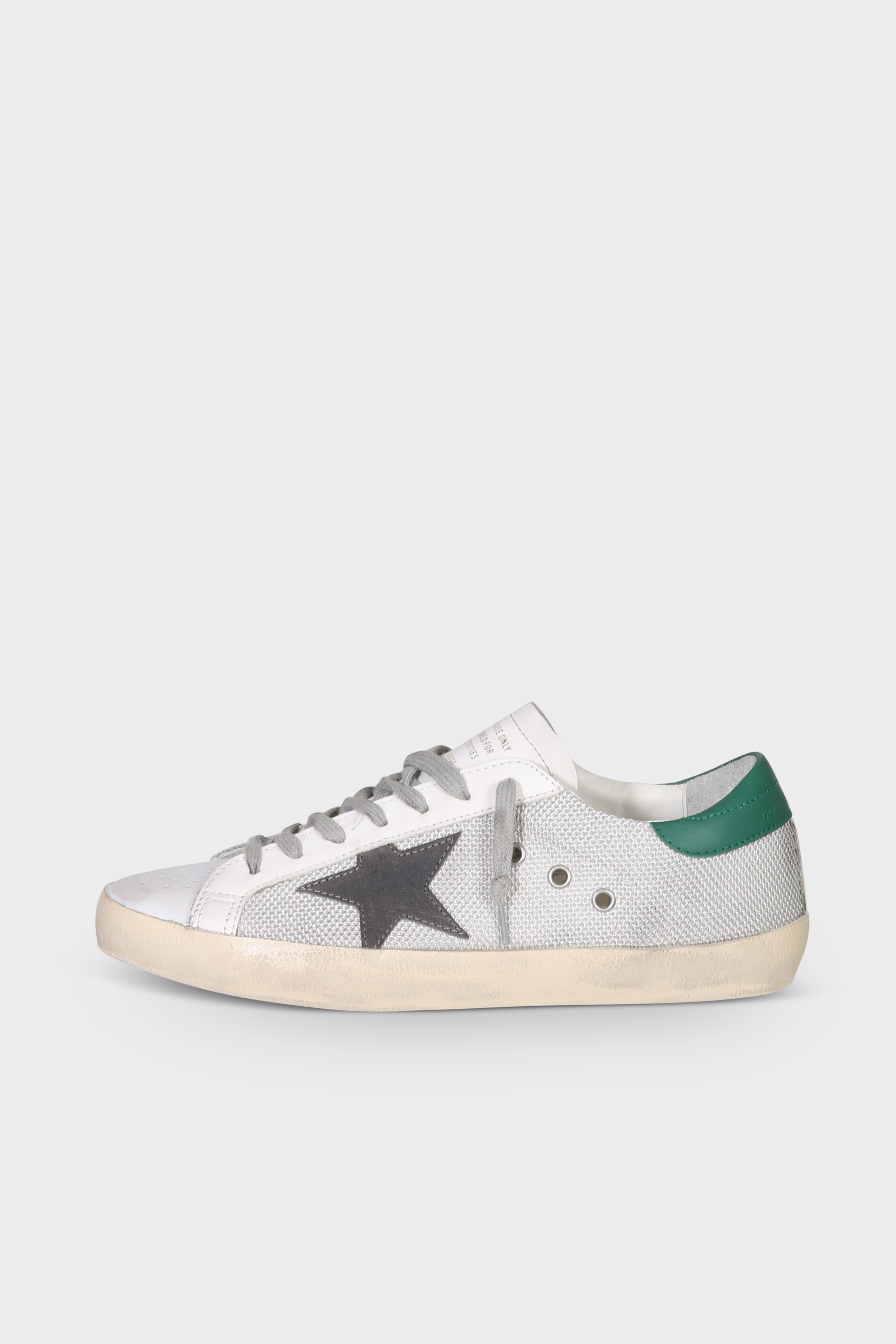 GOLDEN GOOSE Super-Star Net Grey Suede Star Green Heel GOLDEN GOOSE Super-Star Net Grey Suede Star Green Heel