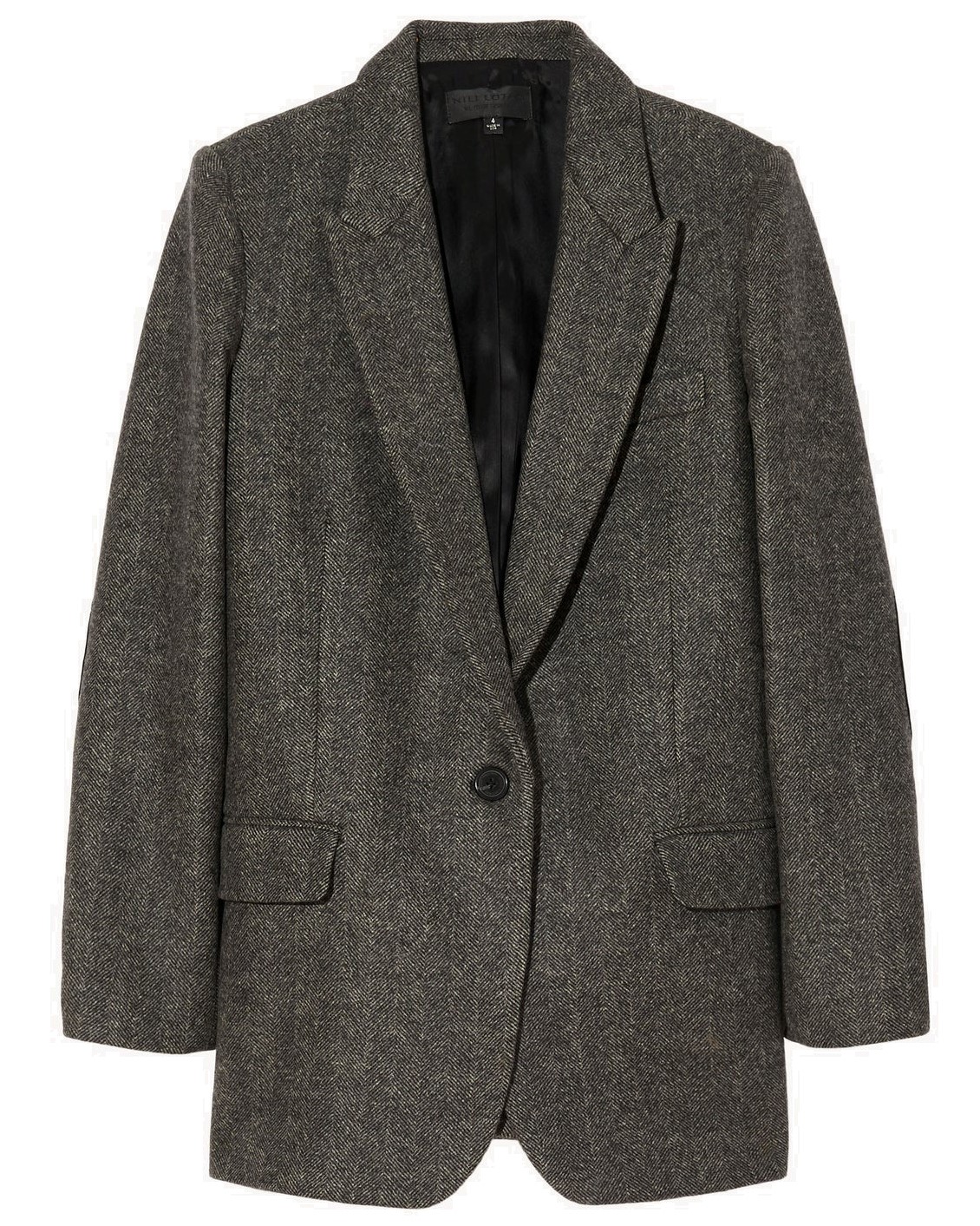 NILI LOTAN Diane Blazer in Charcoal Herringbone