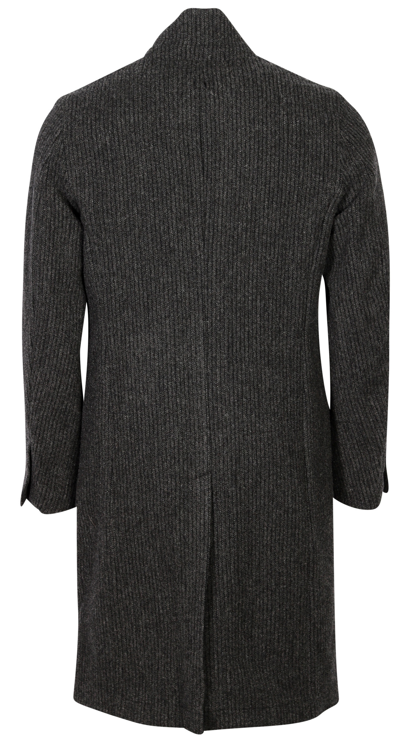 Hannes Roether Wool Coat Dark Grey Striped
