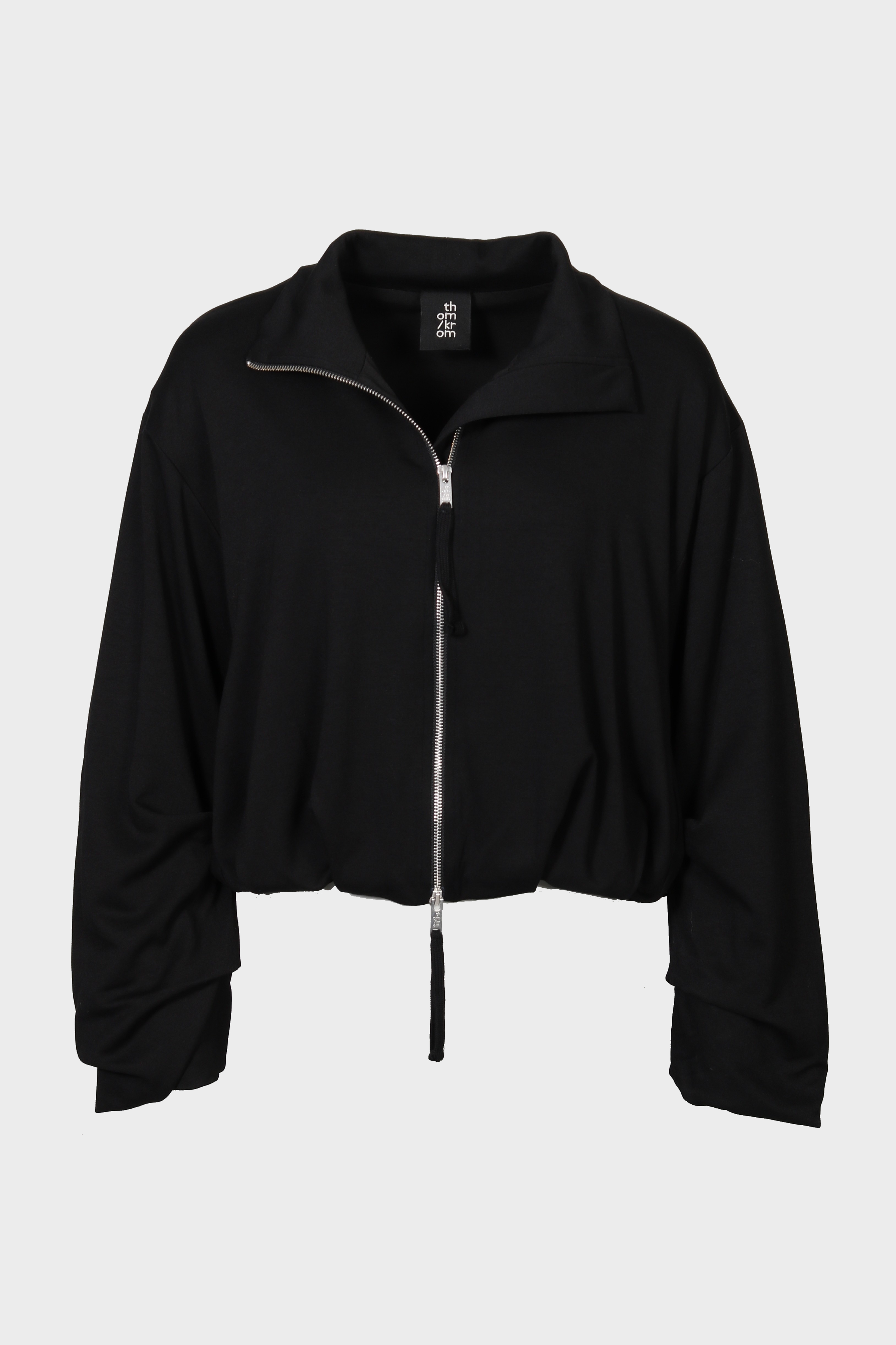 THOM KROM Neoprene Boxy Zip Hoodie in Black