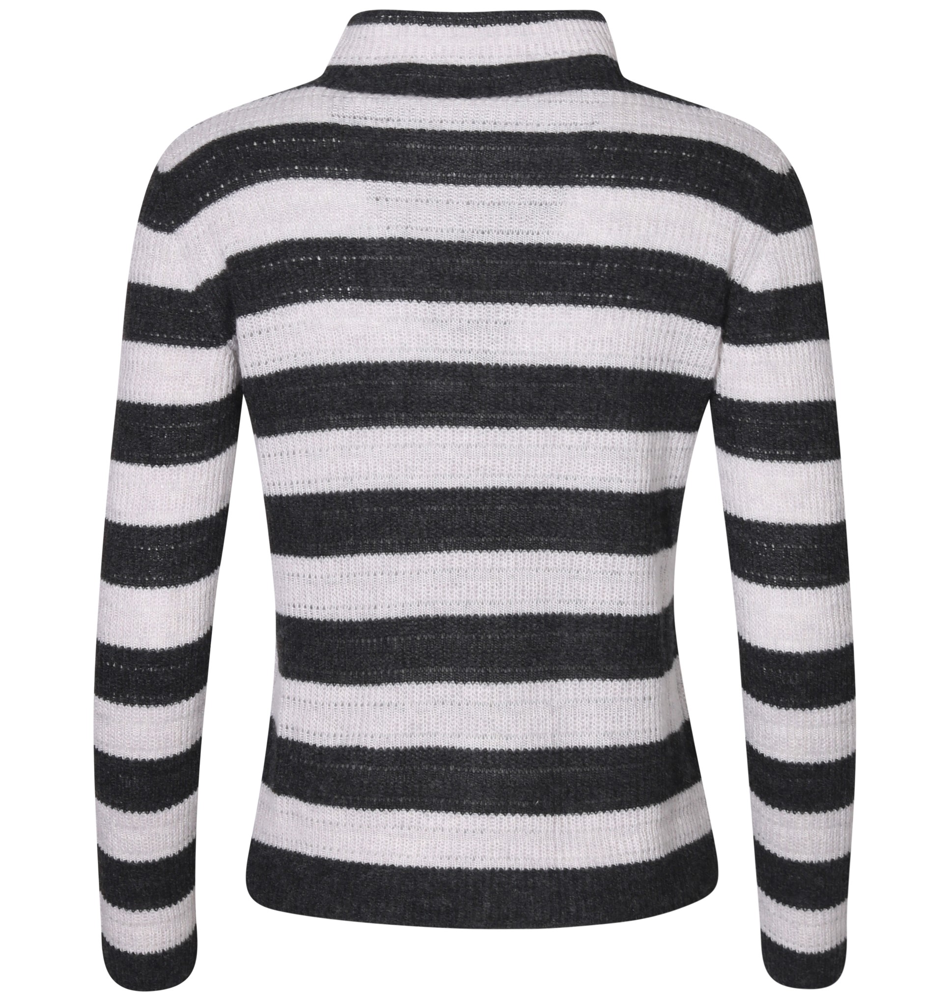 ASPESI Turtleneck Cashmere Sweater in Grey/Dark Grey Stripe