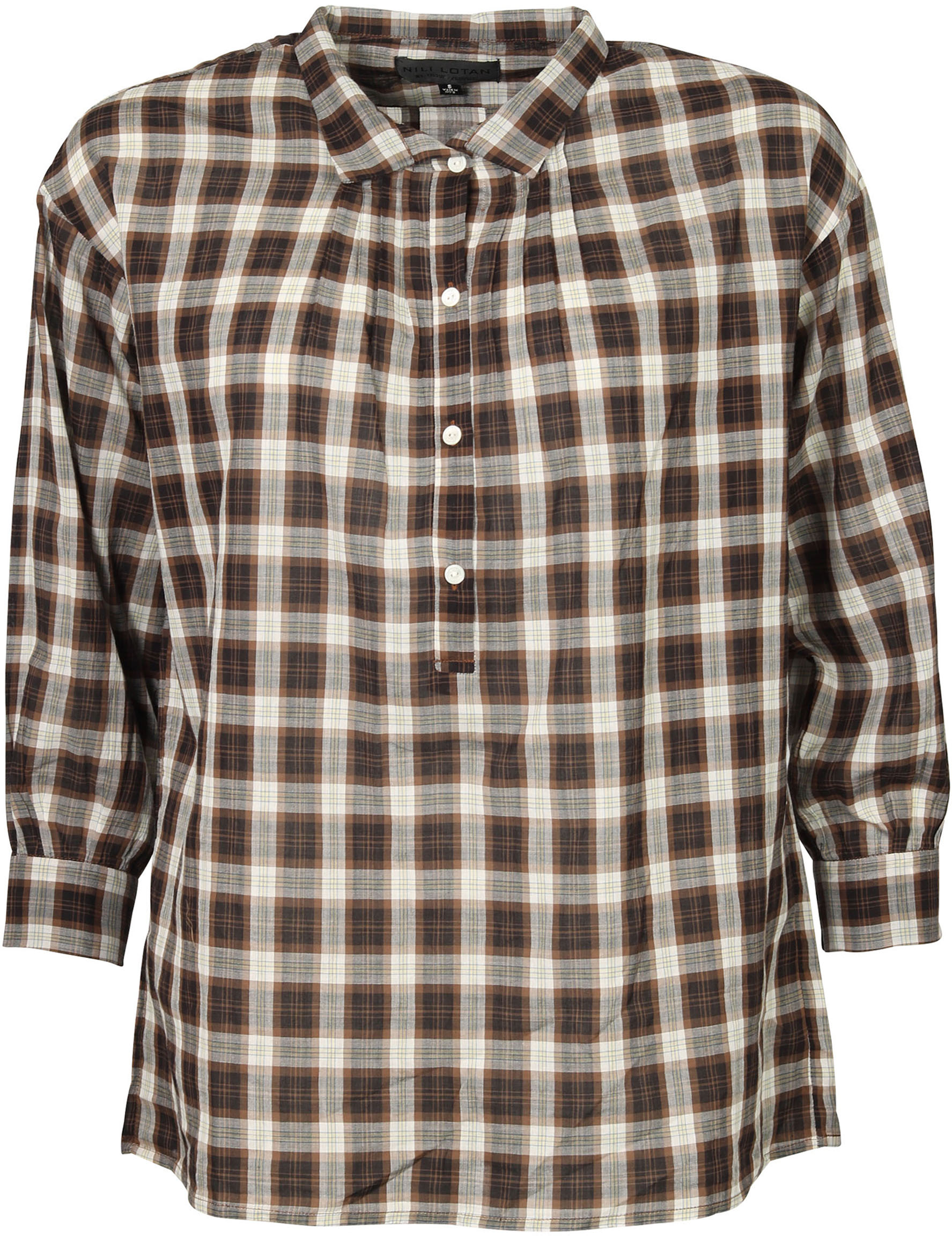 Nili Lotan Myra Shirt Mocha Plaid