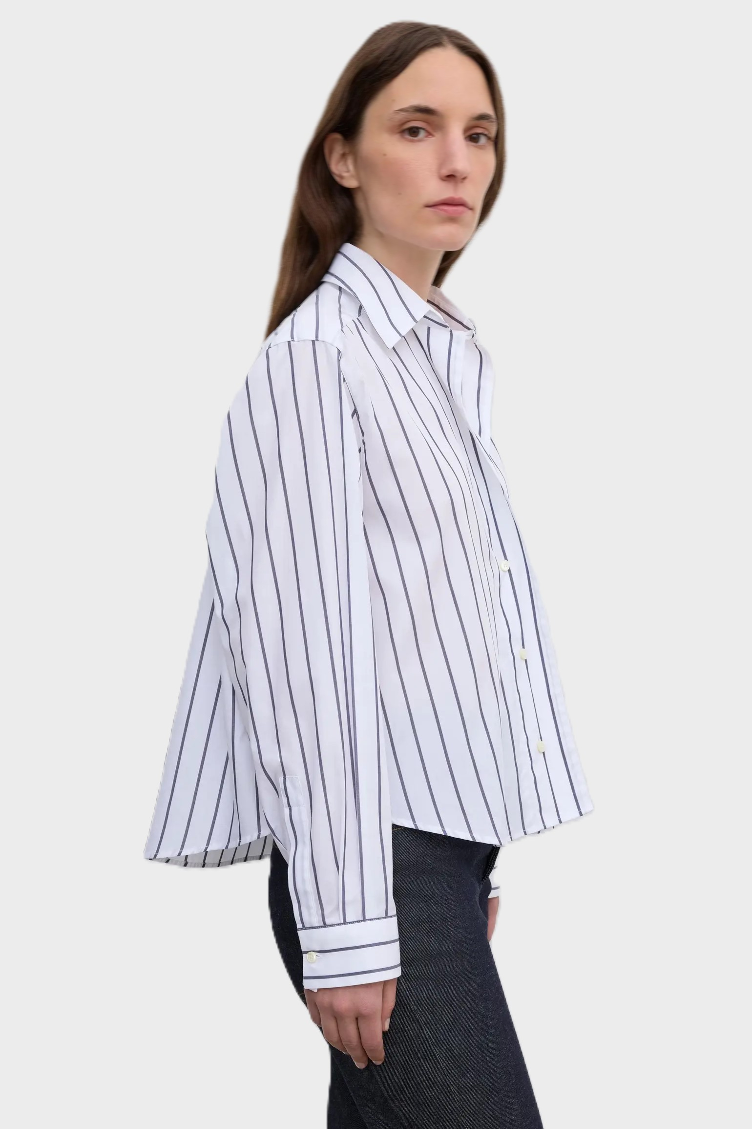 DAGMAR Cropped Shirt in White/Black
