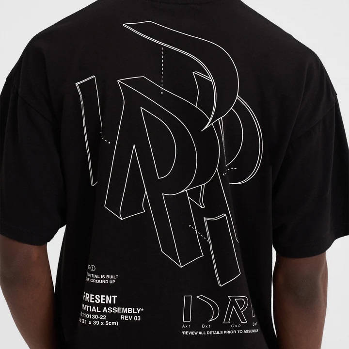 REPRESENT Initial Assembly Outline T-Shirt in Jet Black L