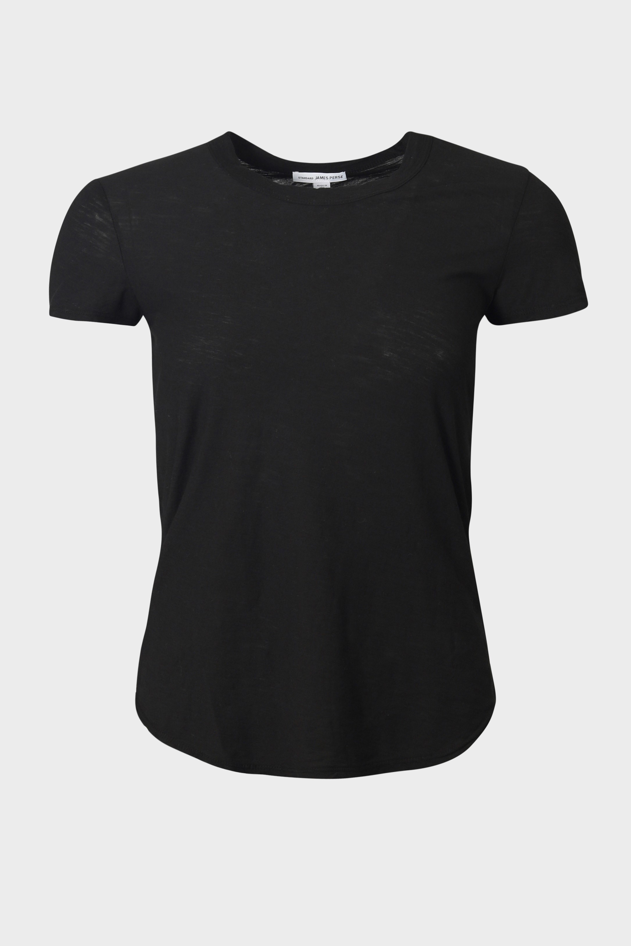 JAMES PERSE Sheer Slub Crew Neck T-Shirt in Black 3/L