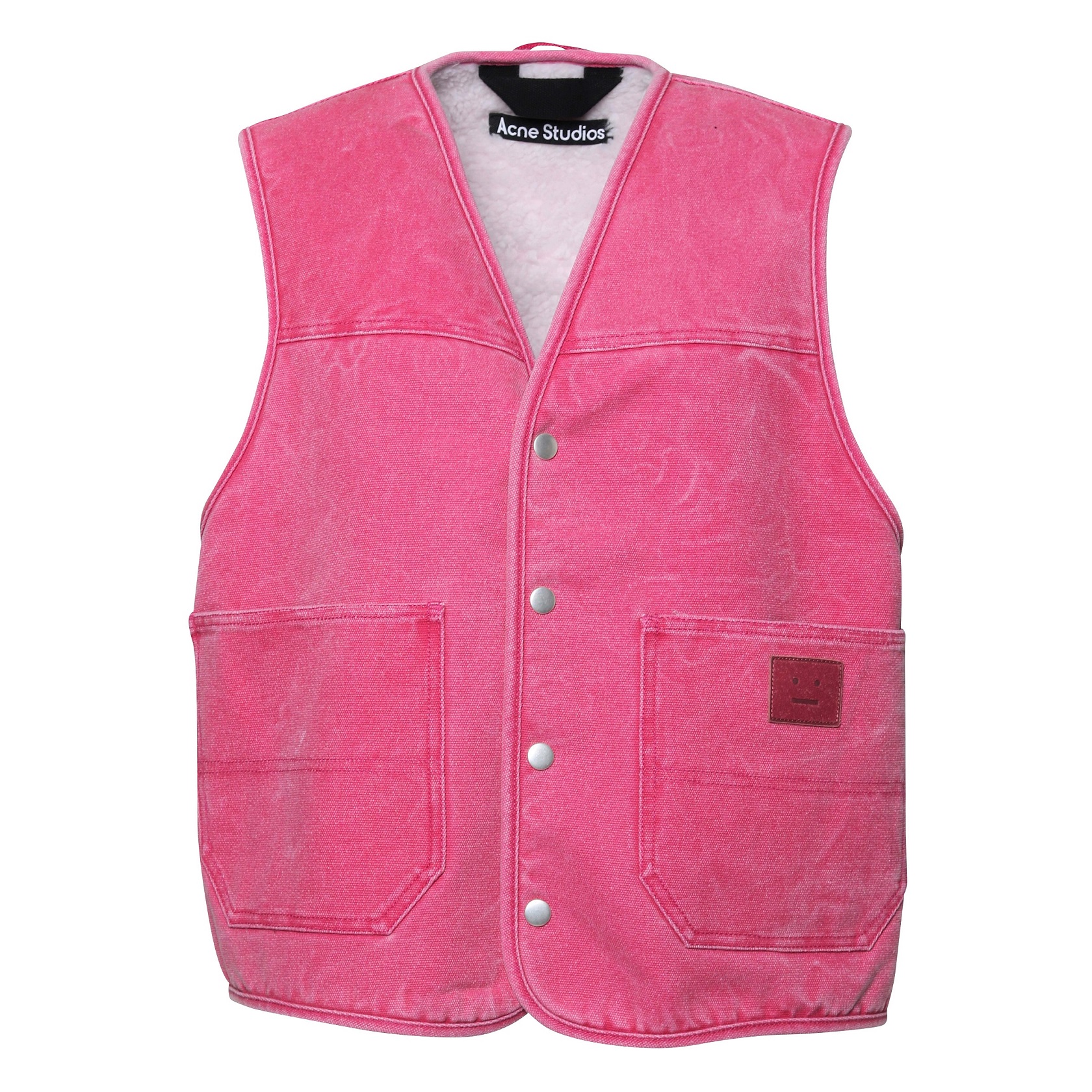 Acne Studios Cotton Canvas Vest in Fuchsia Pink S