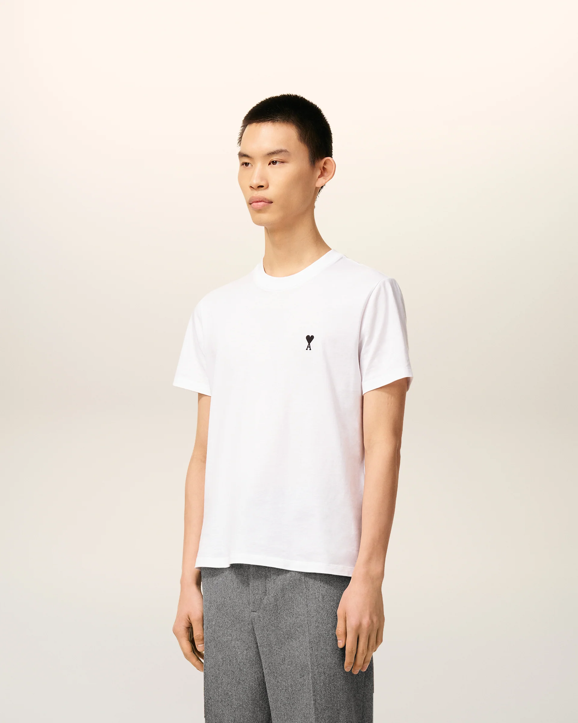AMI PARIS de Coeur Logo T-Shirt in White/Black
