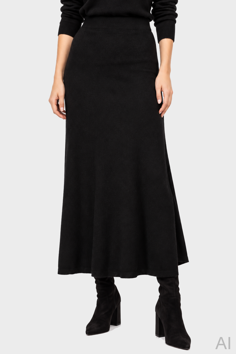 FLONA Cashmere Skirt in Black