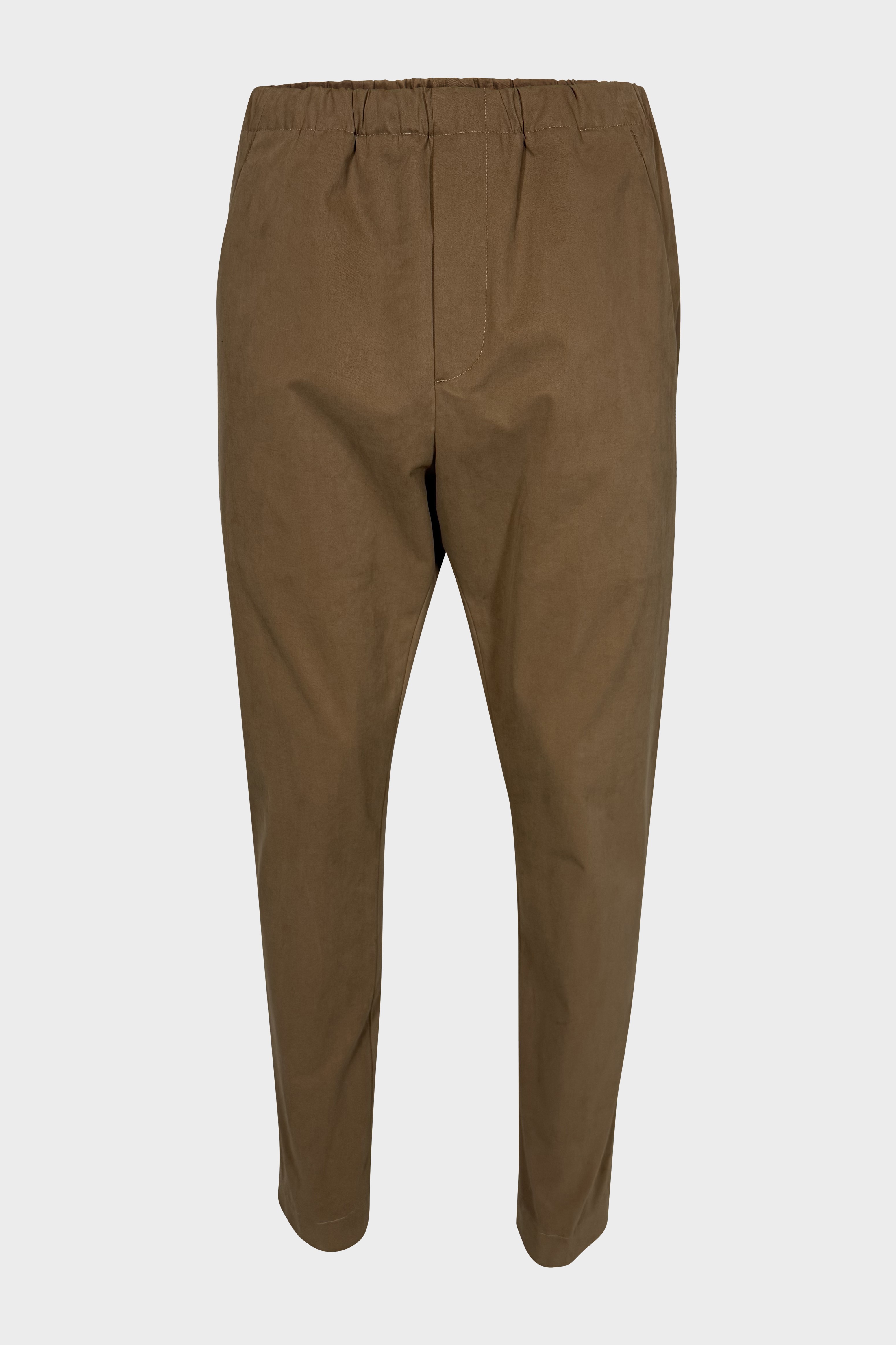 NINE:INTHE:MORNING Carrot Relaxed Fit Soft Cotton Pant in Camel