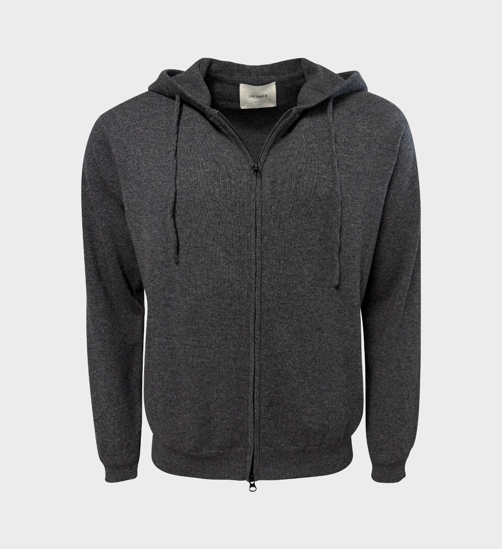 strickhoodie von lisa yang in dunkelgrau