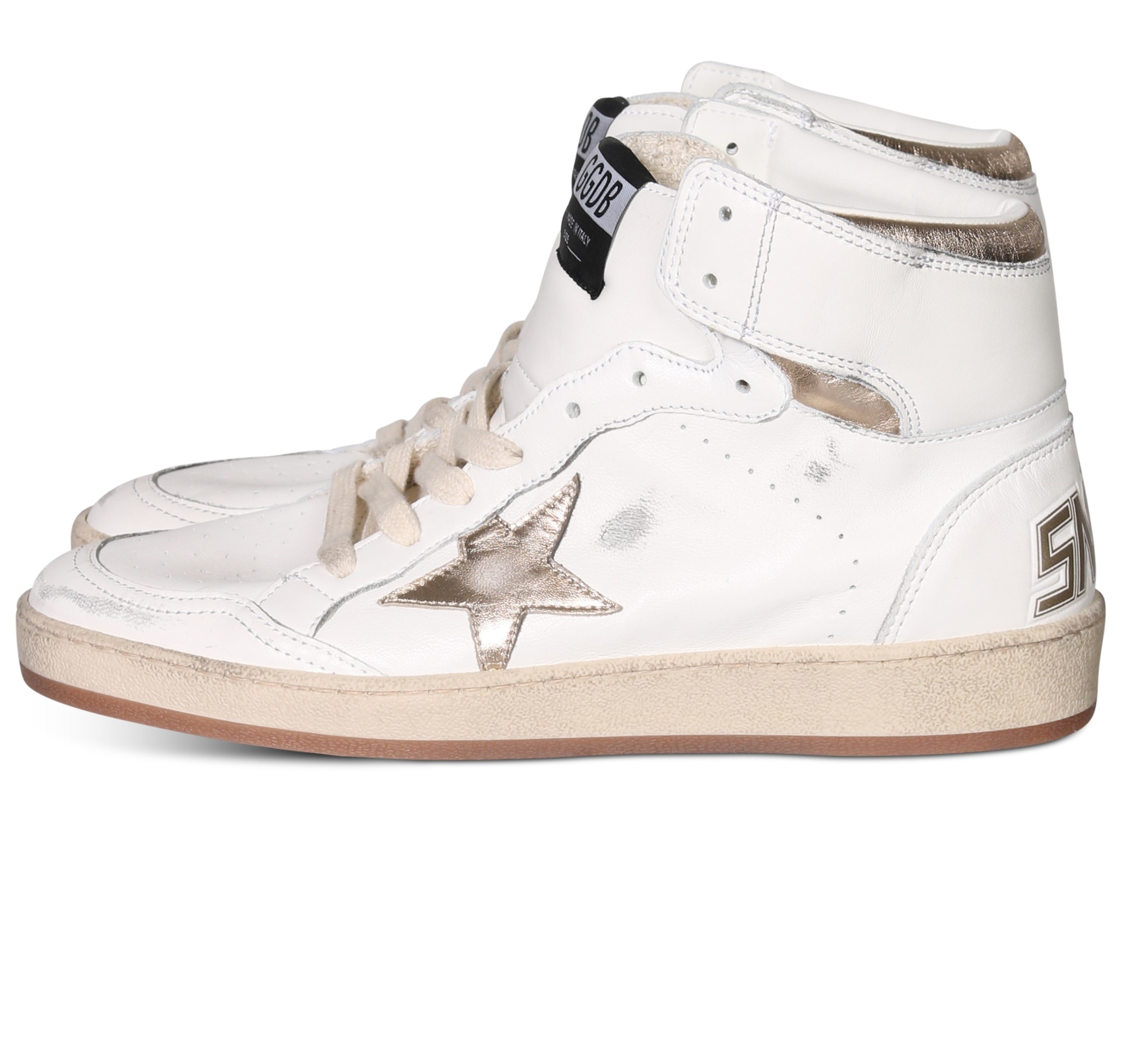 GOLDEN GOOSE Sneaker Sky Star in White/Gold Nappa