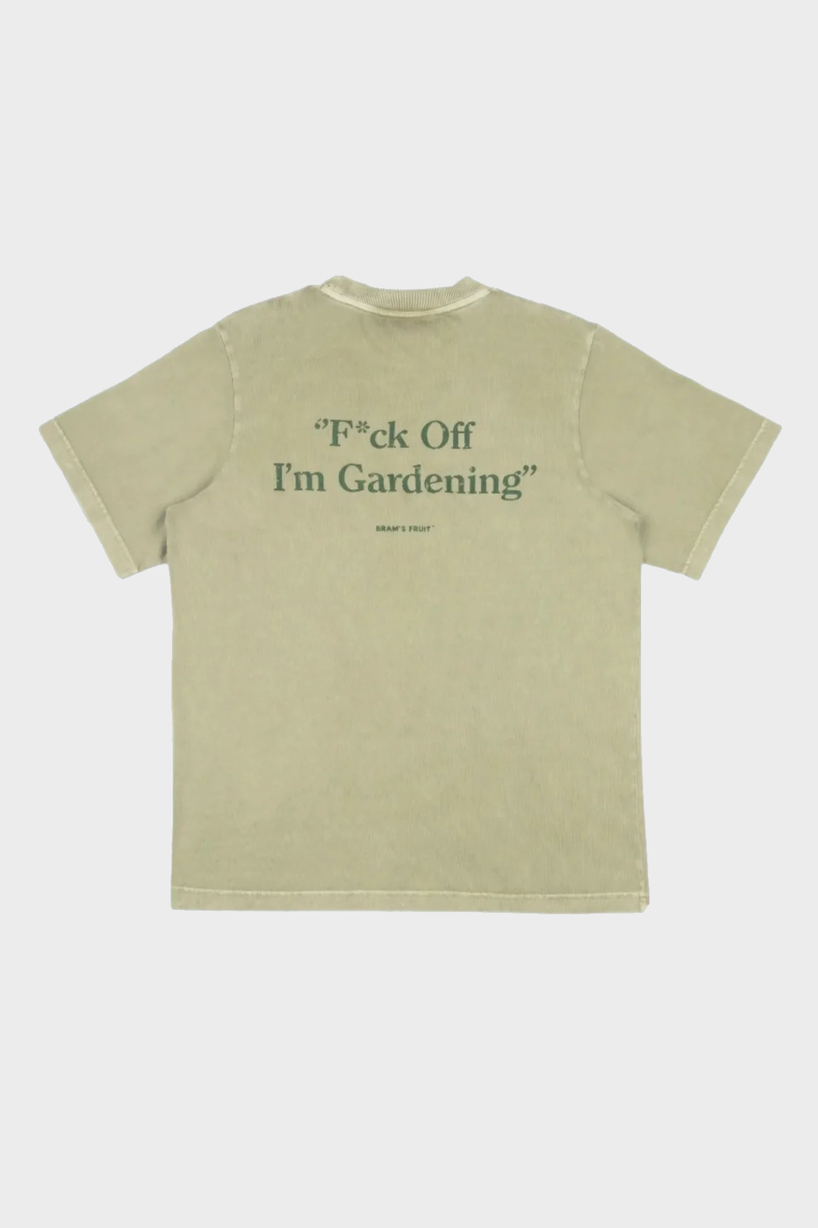BRAM'S FRUIT ''F*ck Off'' Distressed T-Shirt in Washed Olive Green