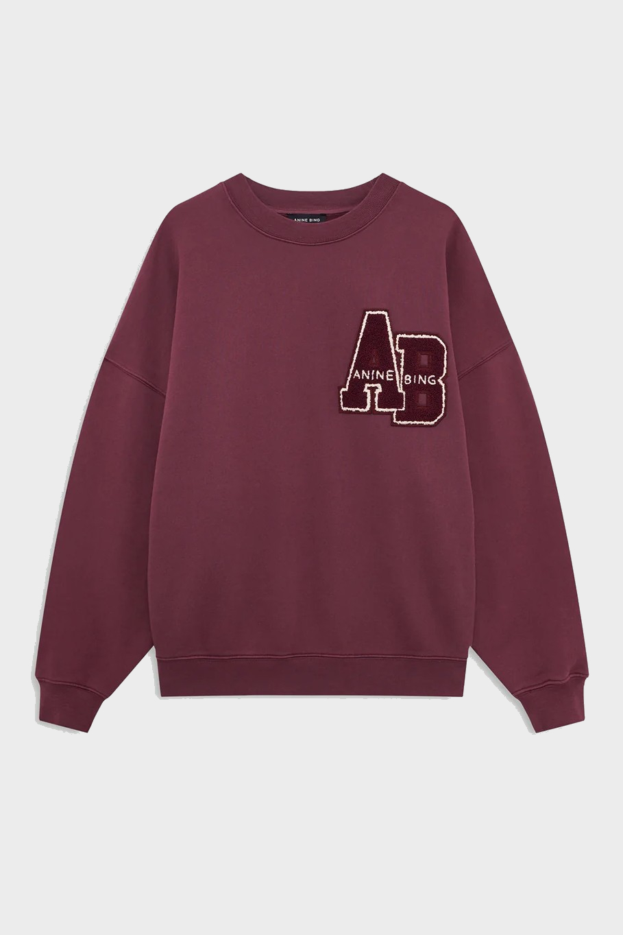 ANINE BING Miles Oversized Sweatshirt Letterman in Bordeaux