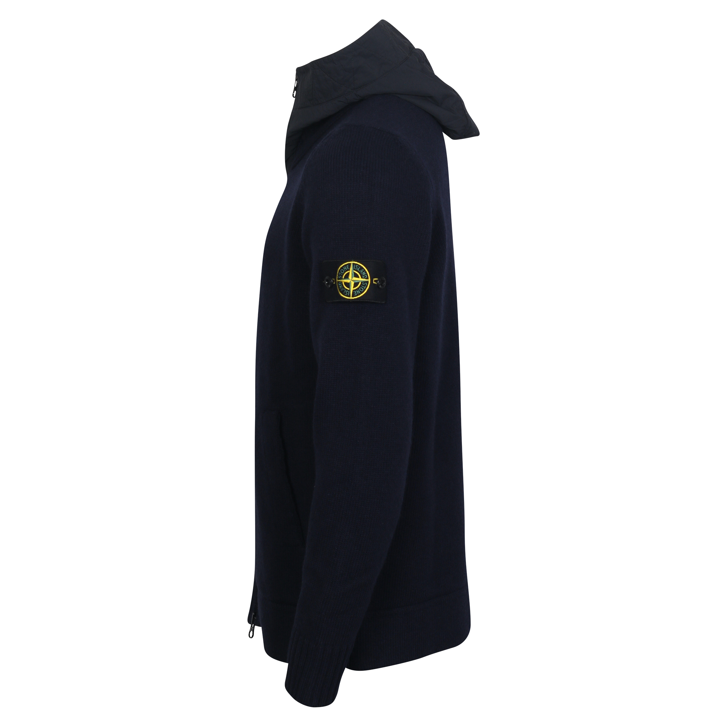 Stone Island Zip Nylon/Wool Hoodie in Navy