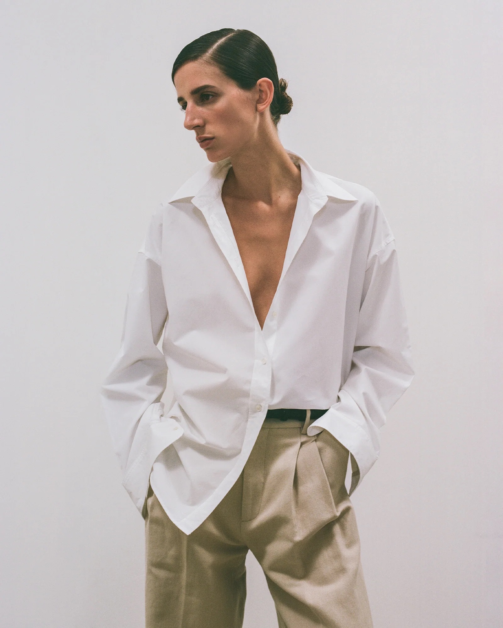 NILI LOTAN Mael Oversized Shirt in White S