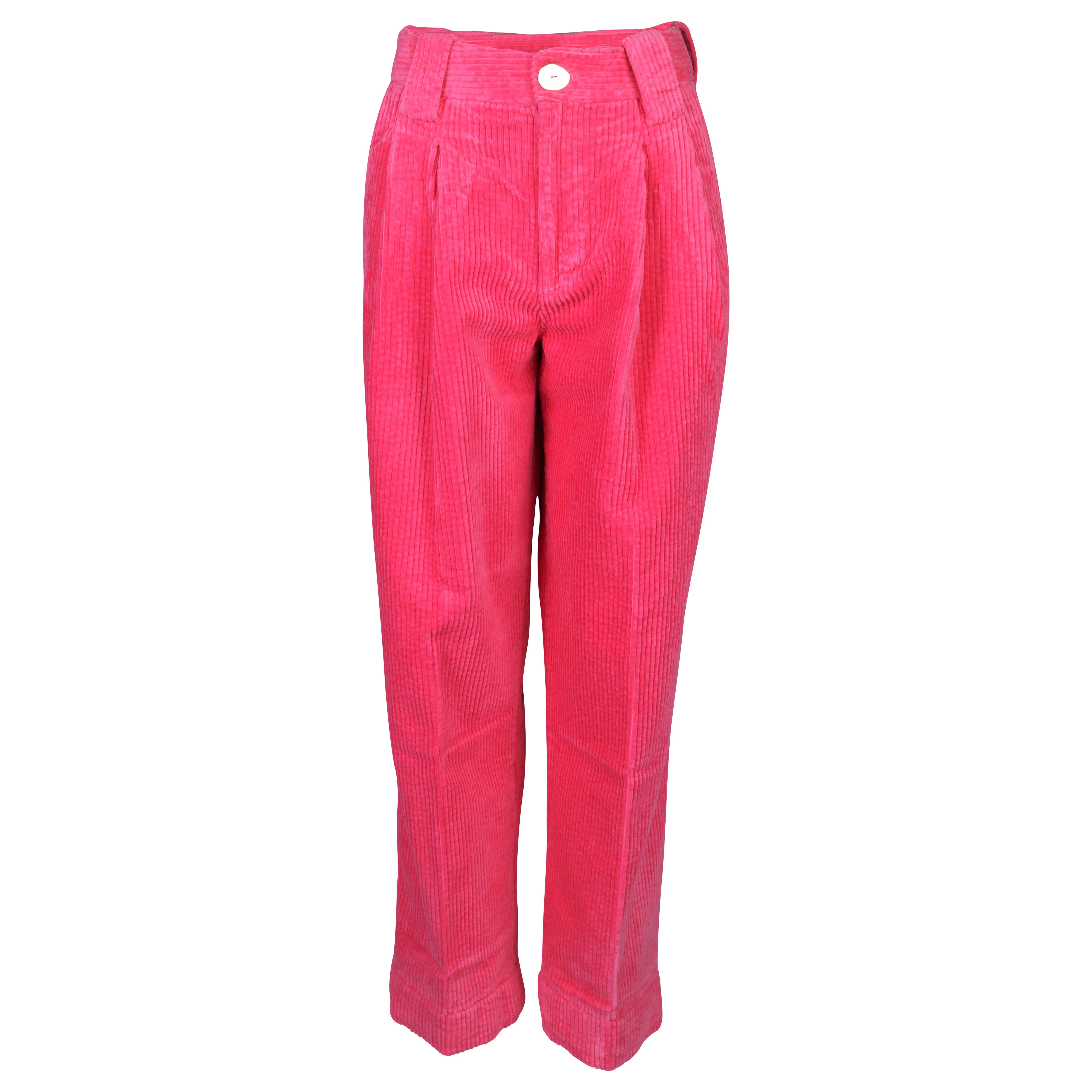 Ganni Loose Fit Mid Waist Pant in Carmine Rose