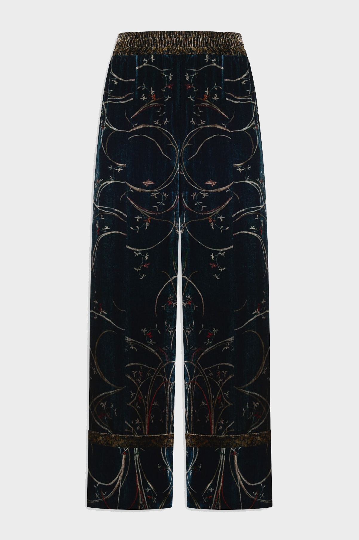 PIERRE-LOUIS MASCIA Long Velvet Pant in Blue/Brown