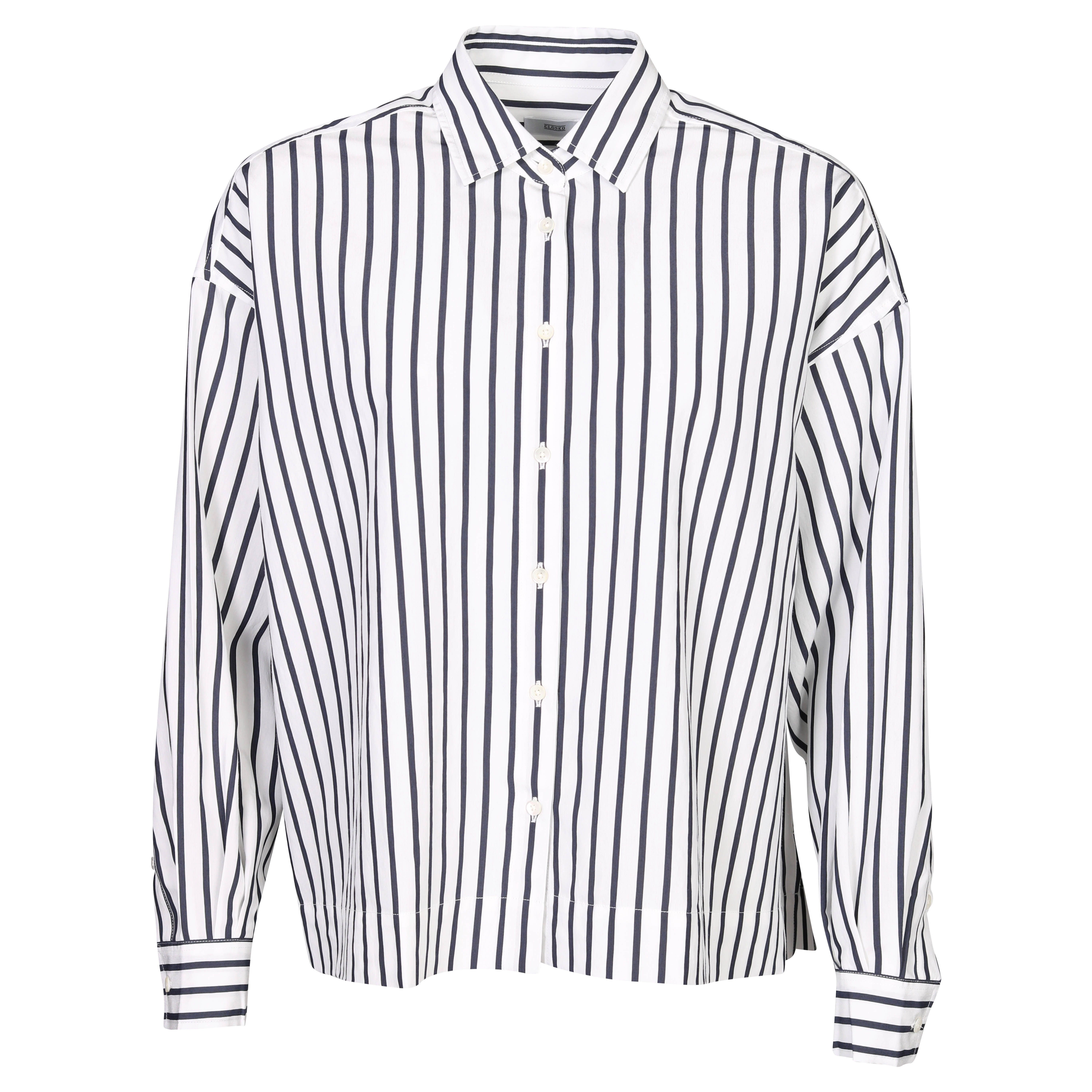 Closed Owen Gathered Shirt in dark night striped XS