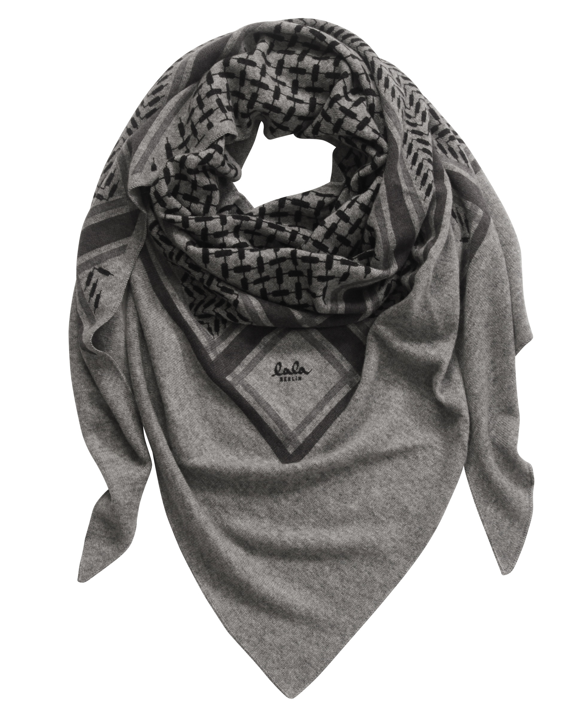 LALA BERLIN Cashmere Scarf Large Triangle Middlegrey