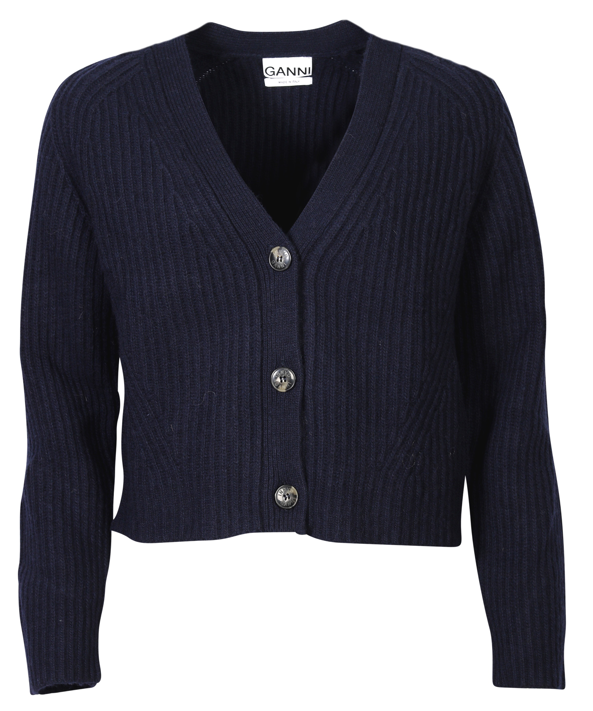 Ganni Recycled Wool Cardigan Navy