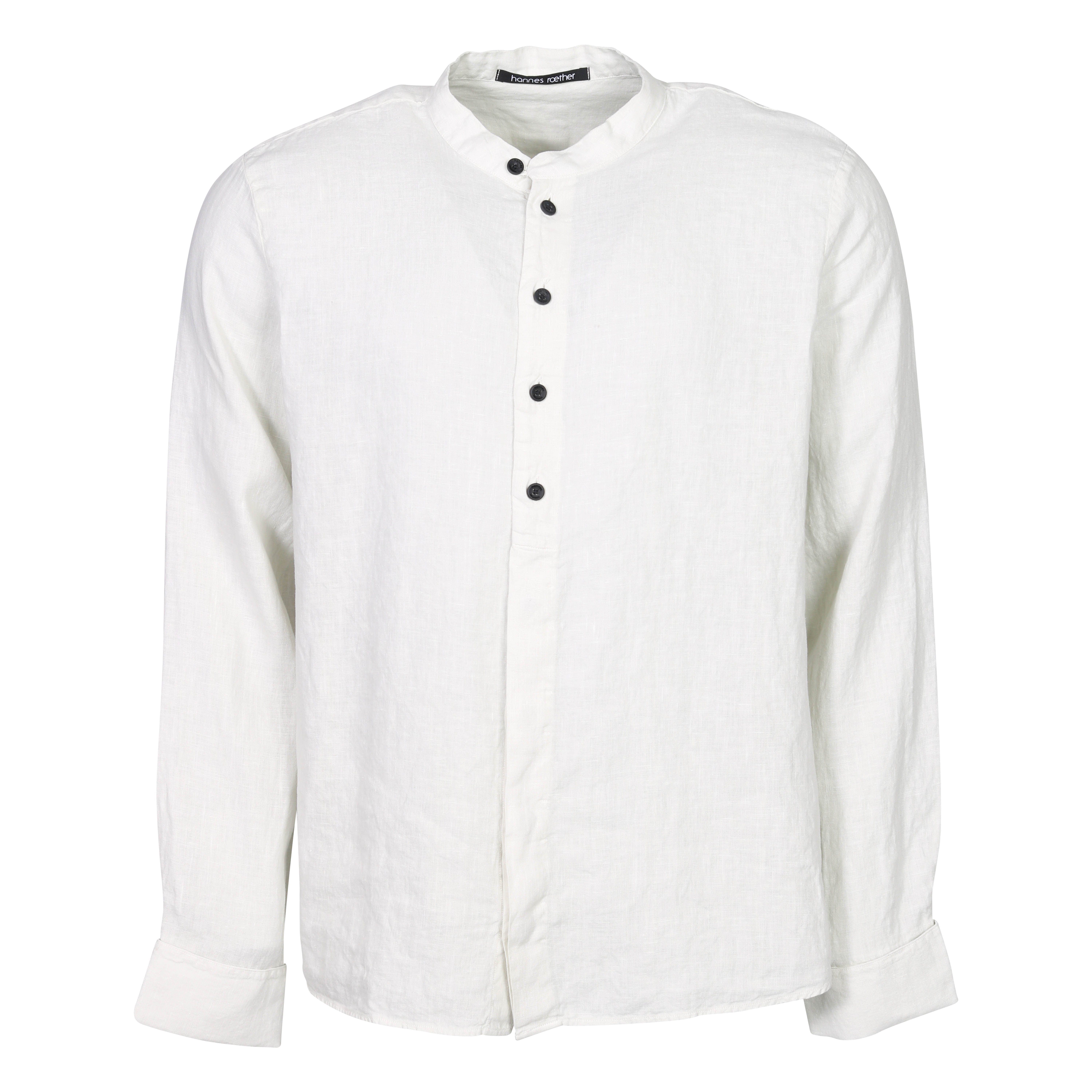 Hannes Roether Linen Buttoned Through Shirt in Ecru