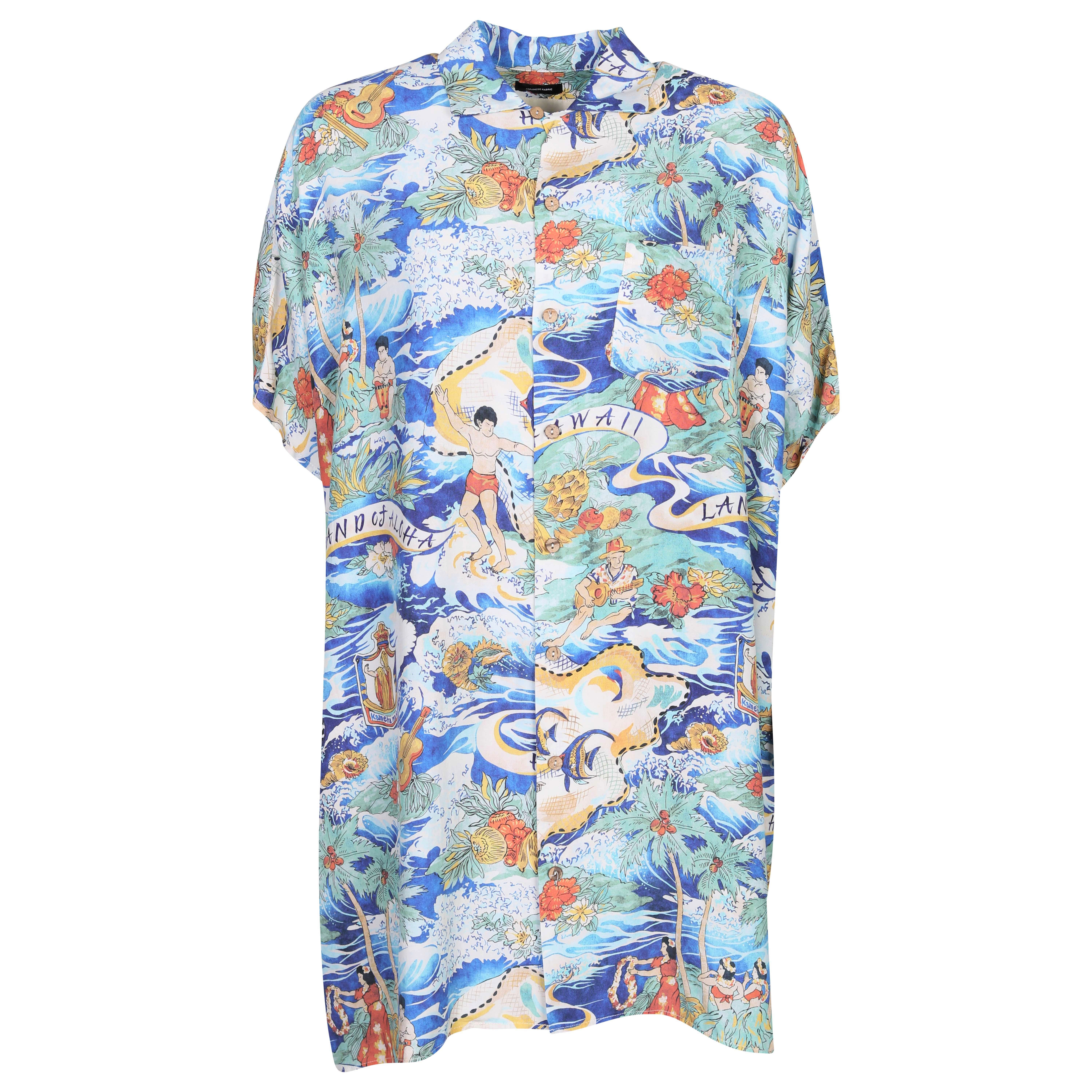 R13 Check Oversized Boxy Dress Hawaii Print