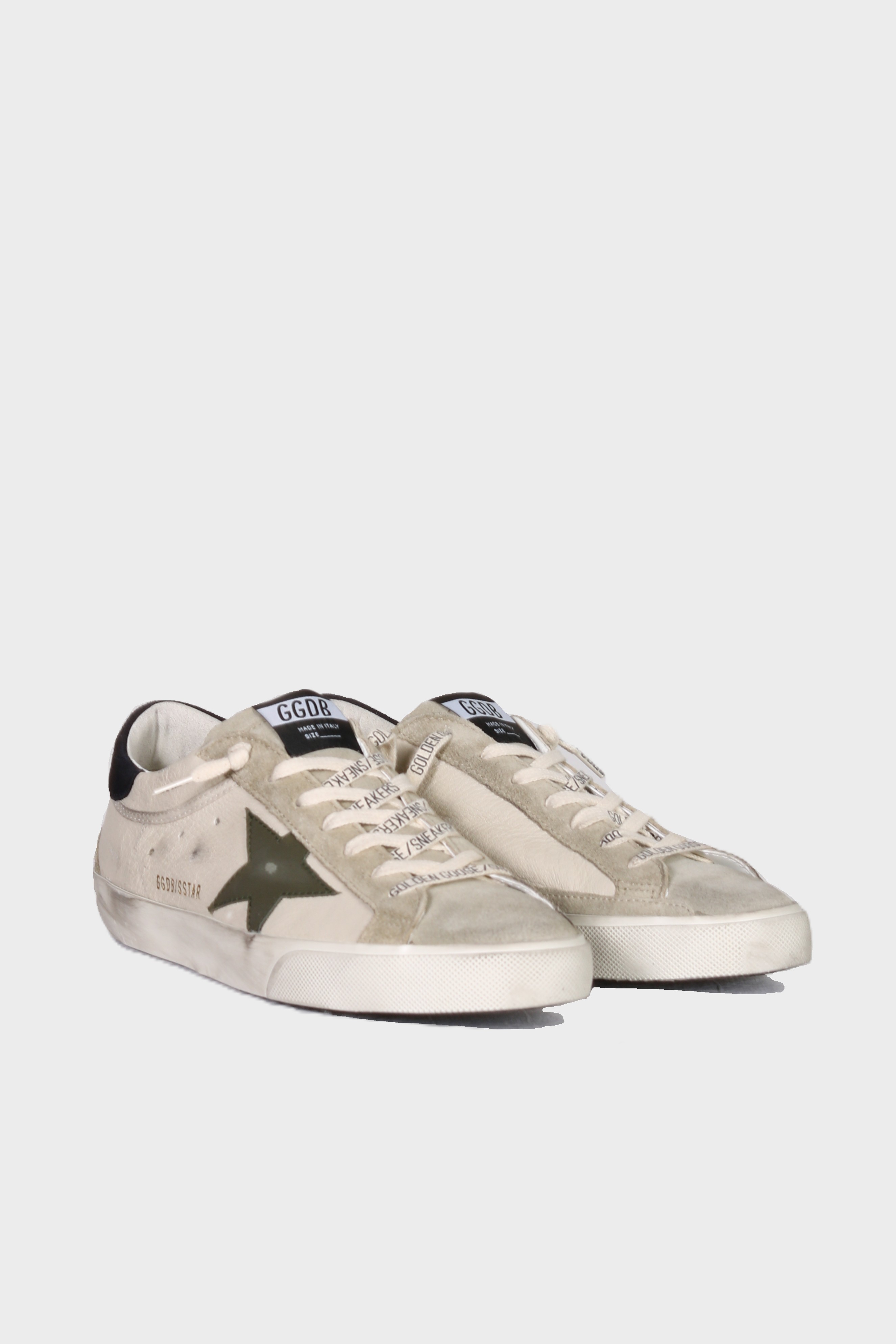 GOLDEN GOOSE Super Star Suede in Olive/Cream