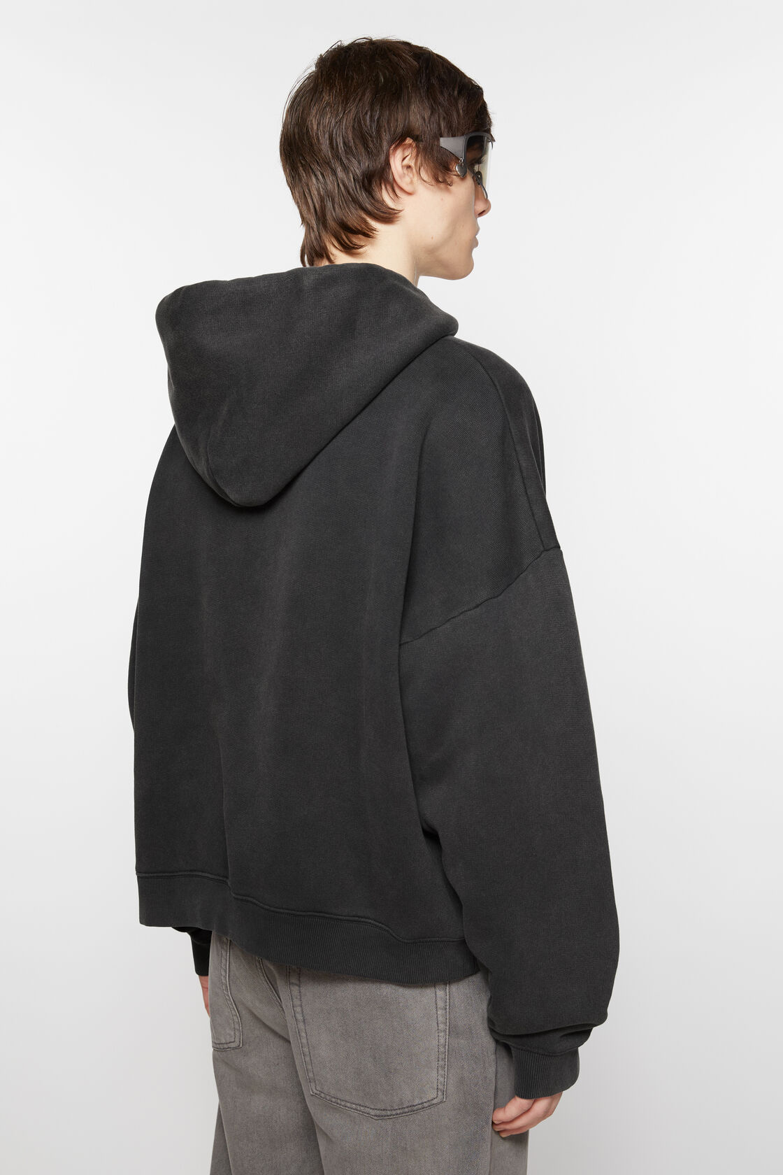 ACNE STUDIOS Printed Oversize Sweathoodie in Faded Black