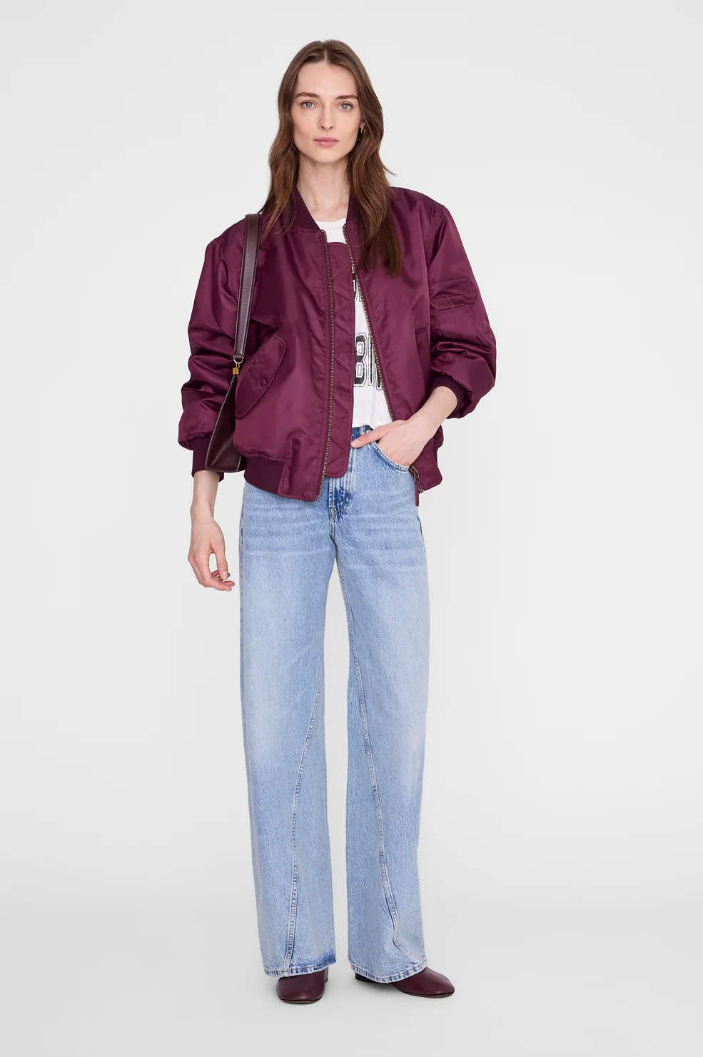 ANINE BING Leon Bomber Jacket in Bordeaux