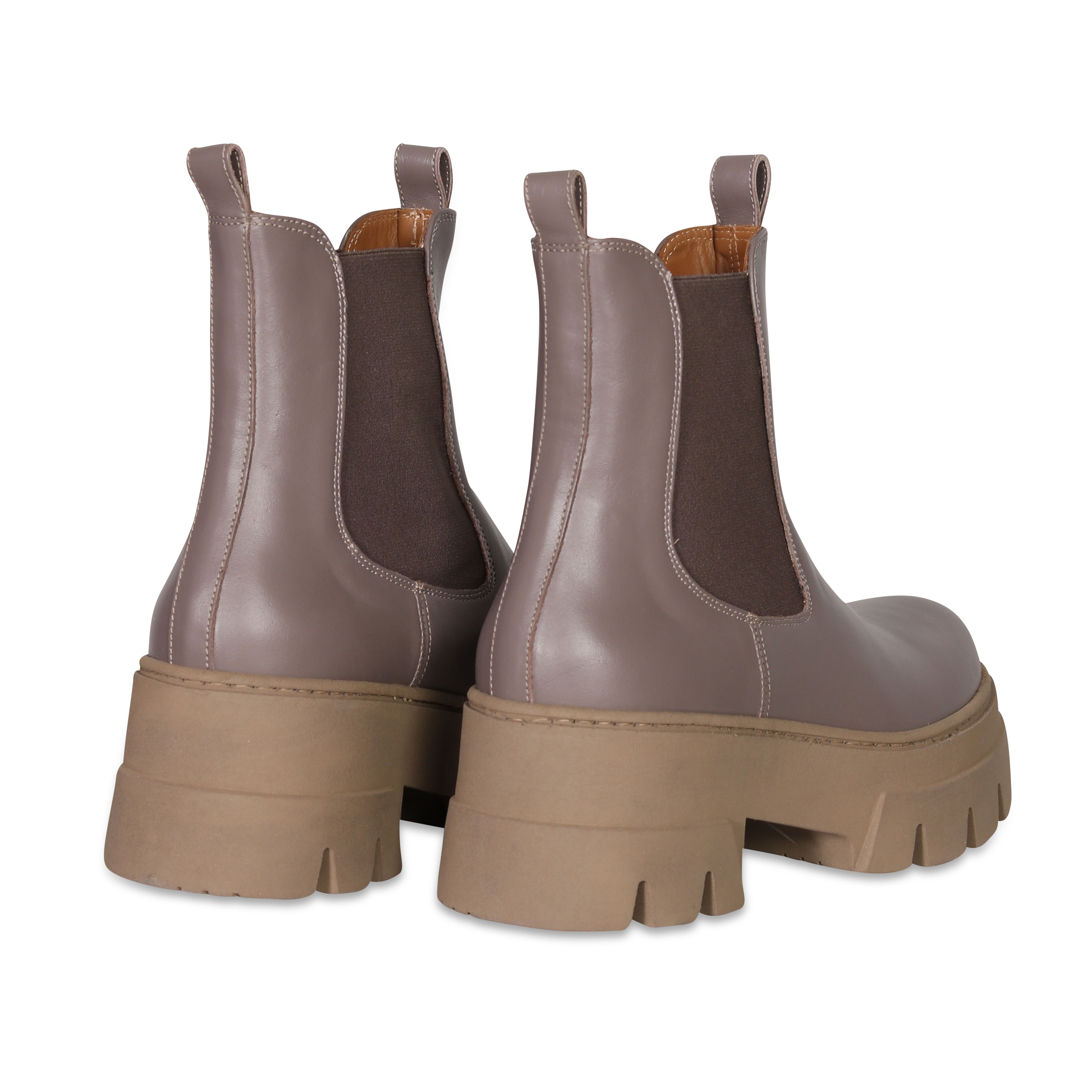 Ennequadro Chelsea Combat Boots in Greige/Beige Sole