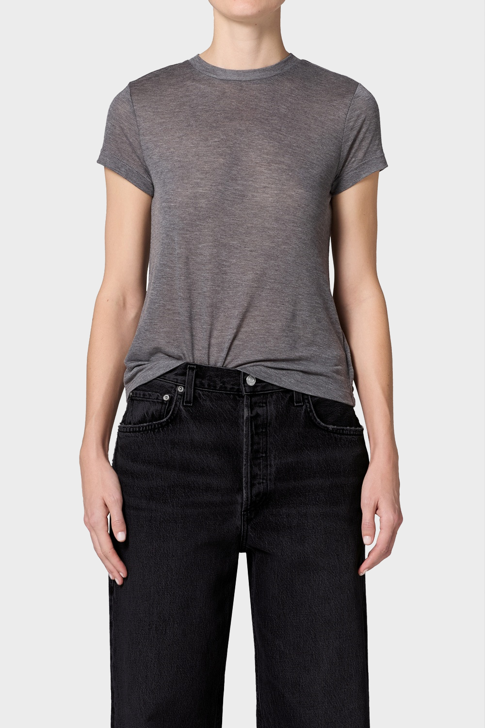 AGOLDE Adine Tencel Tee in Heathergrey