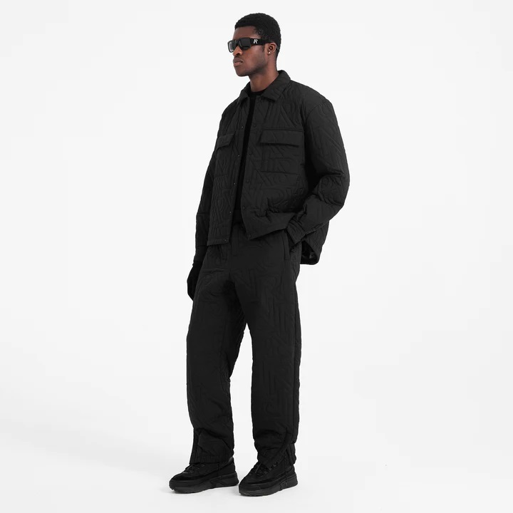 REPRESENT Initial Quilted Overshirt in Black