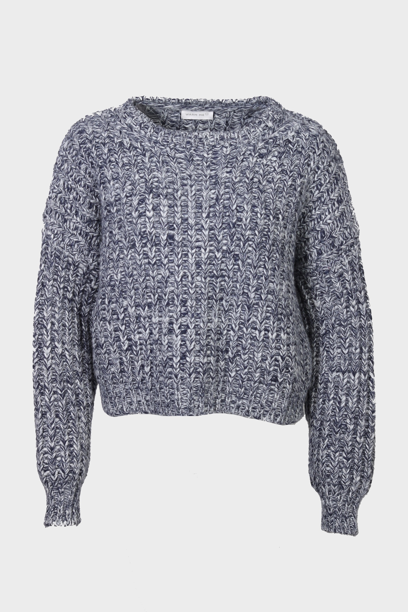 WARM ME Amaya Cropped Heavy Cashmere Sweater in Blue Melange