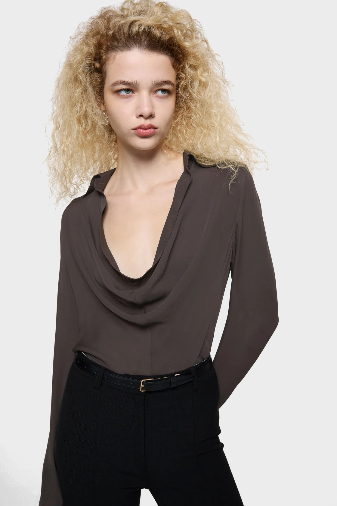 ACNE STUDIOS Silk Blouse in Graphite Grey