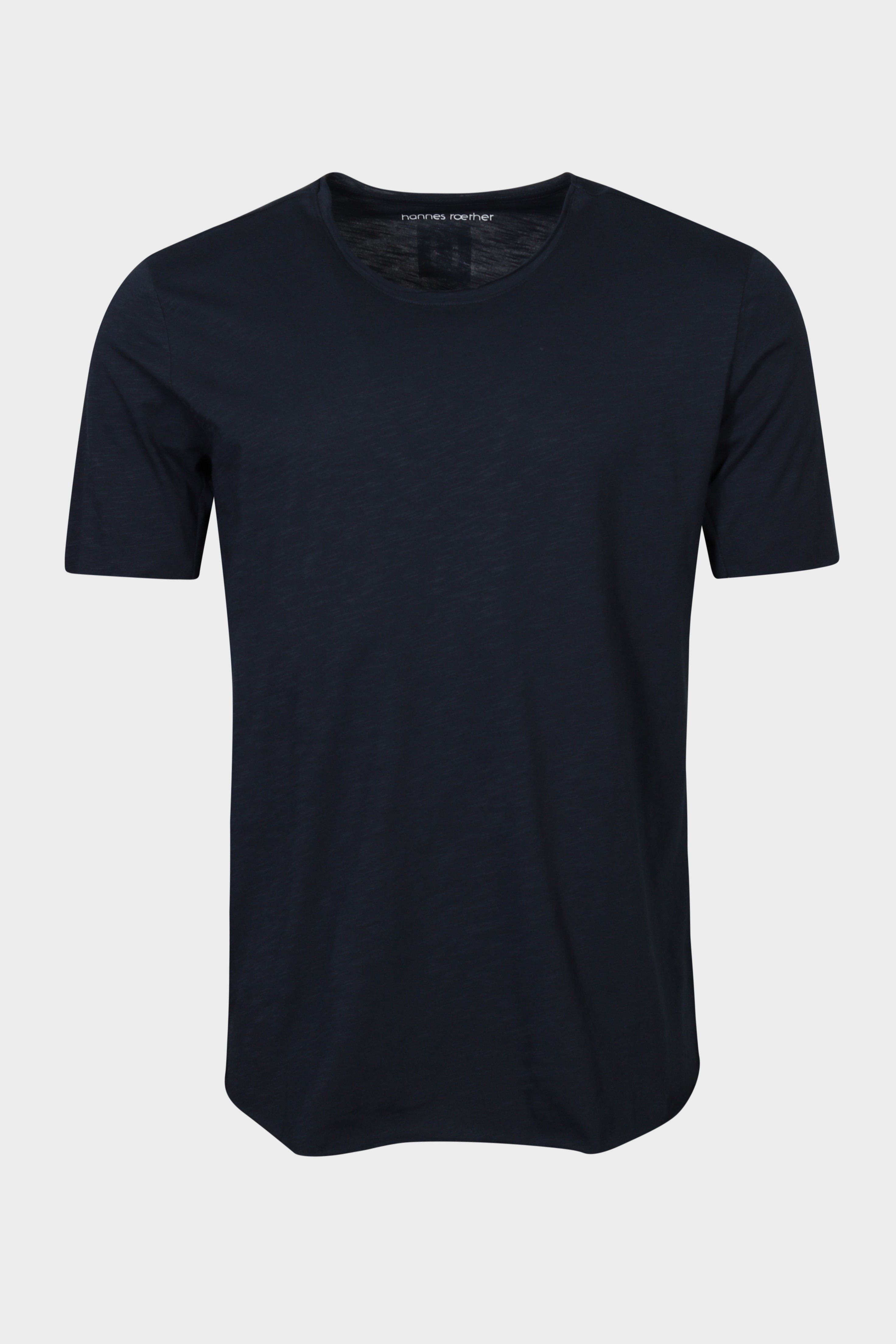 HANNES ROETHER Slub Yarn T-Shirt in Navy Blue HANNES ROETHER Slub Yarn T-Shirt in Navy Blue
