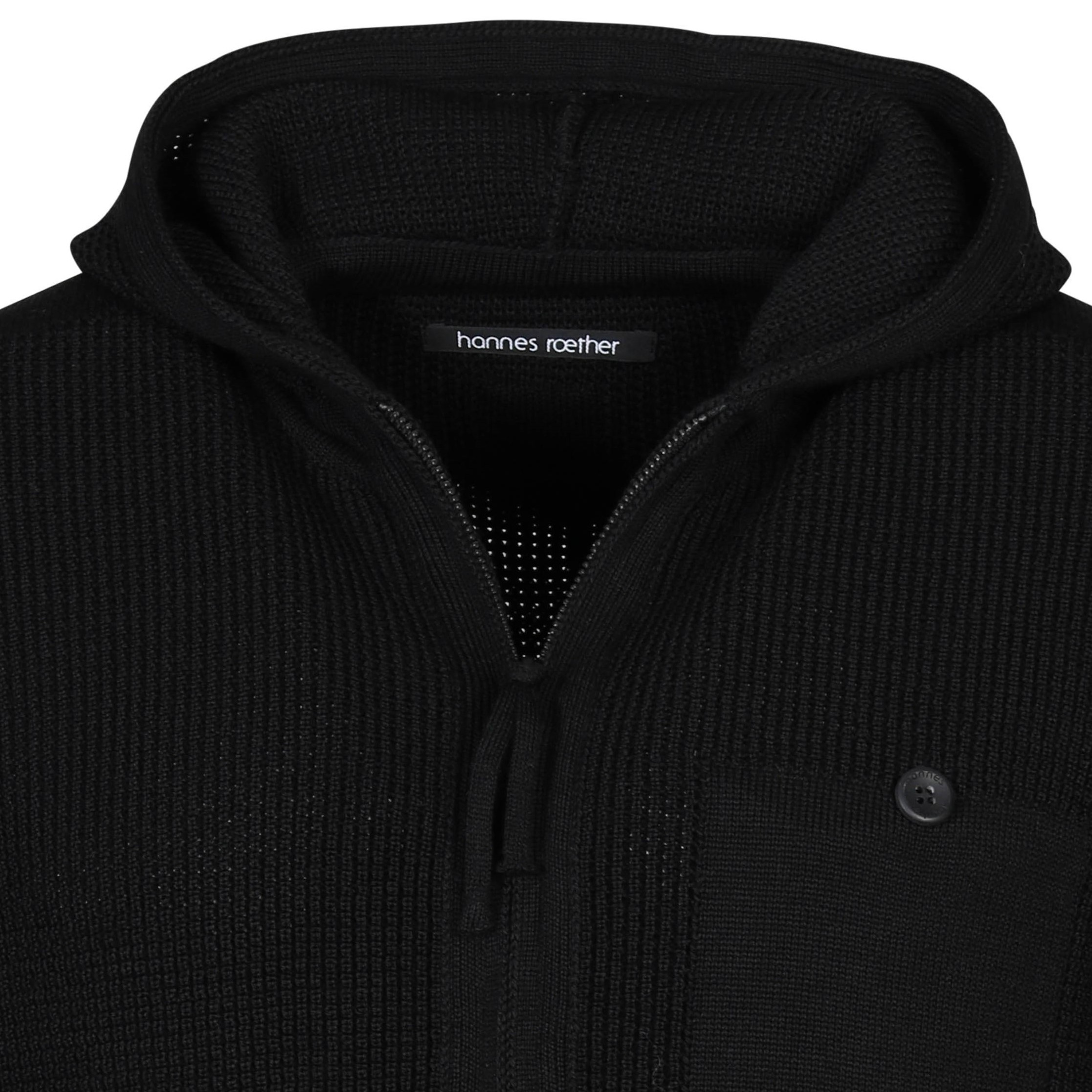 Hannes Roether Knit Zip Hoodie in Black