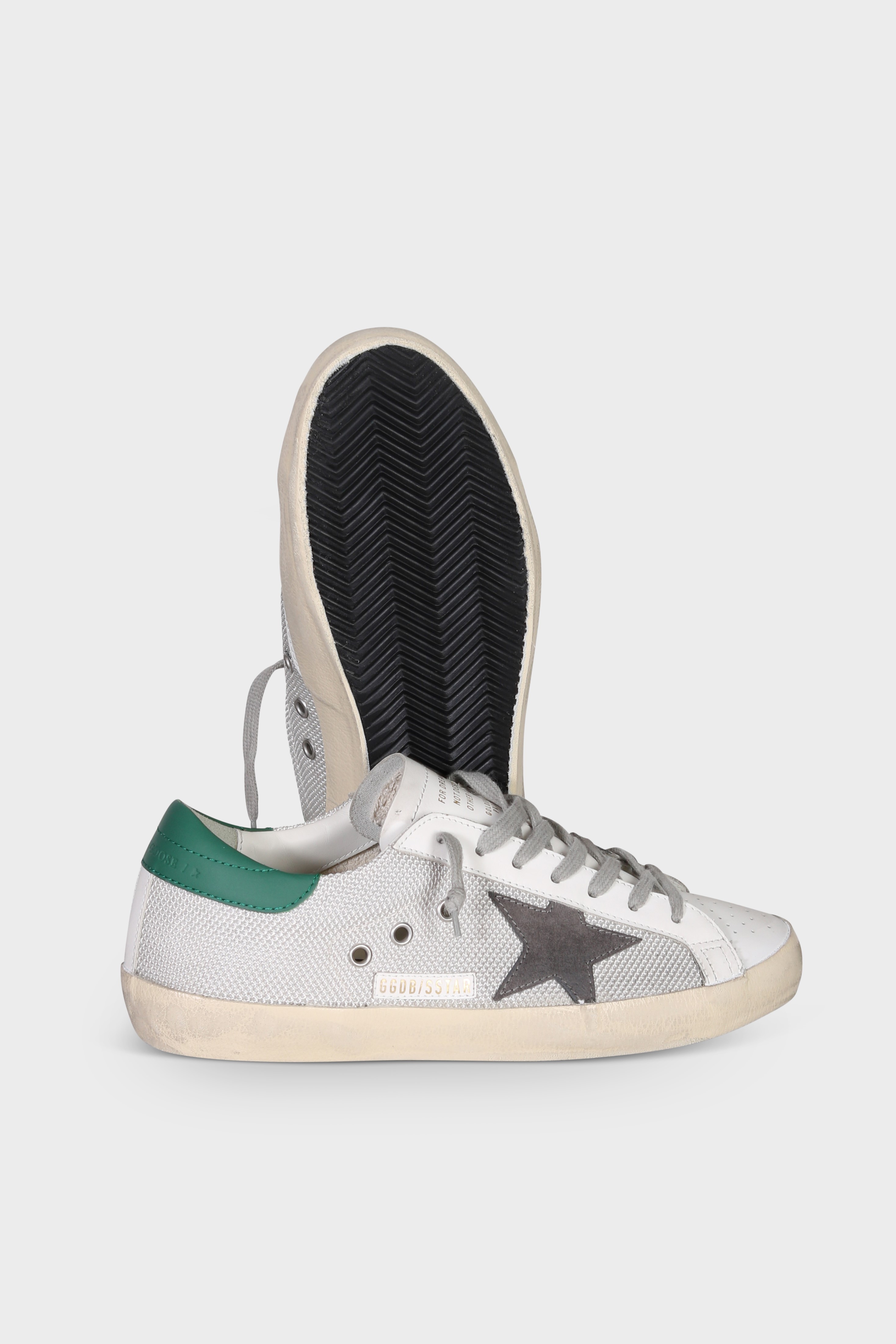 GOLDEN GOOSE Super-Star Net Grey Suede Star Green Heel