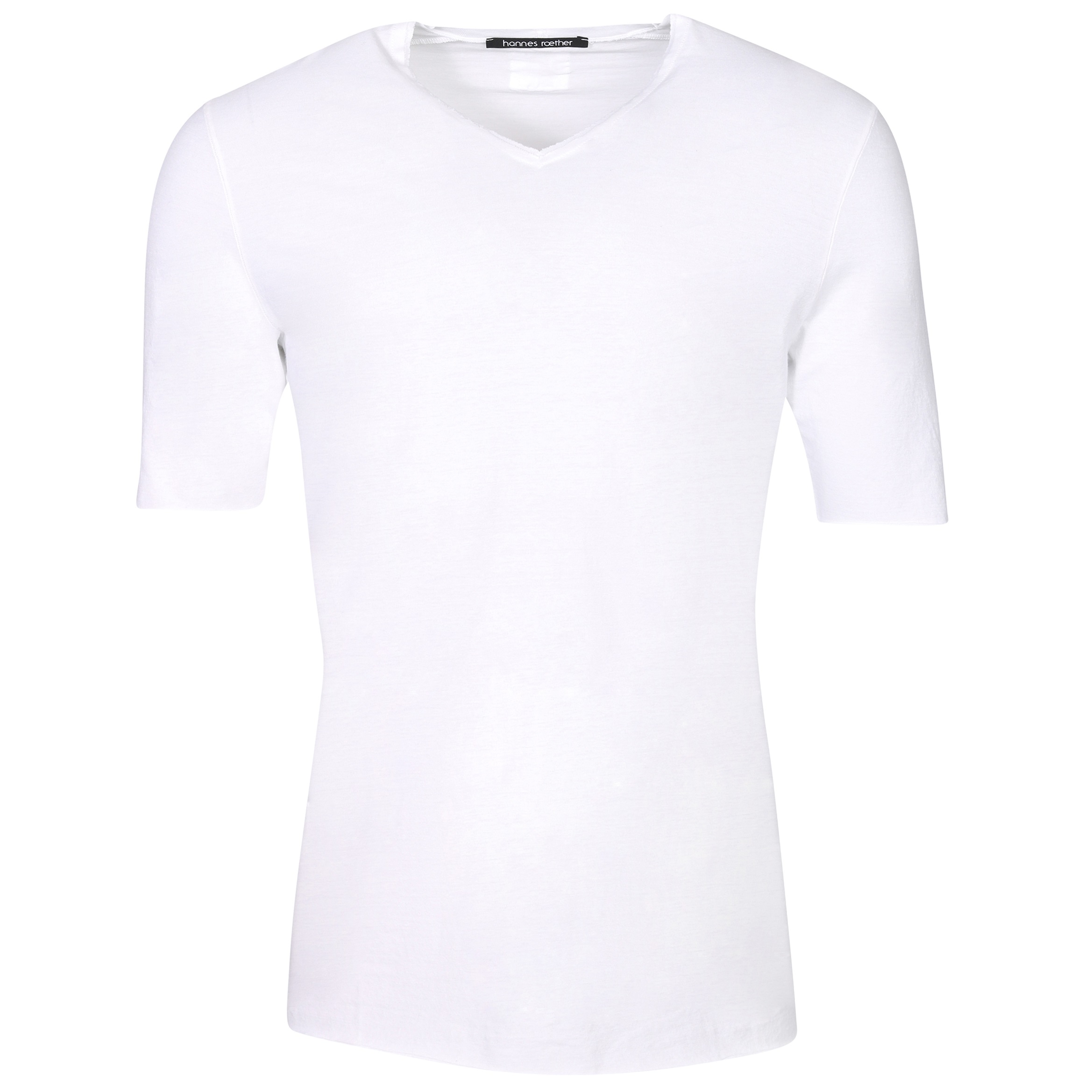 Hannes Roether V-Neck T-Shirt in White XXL