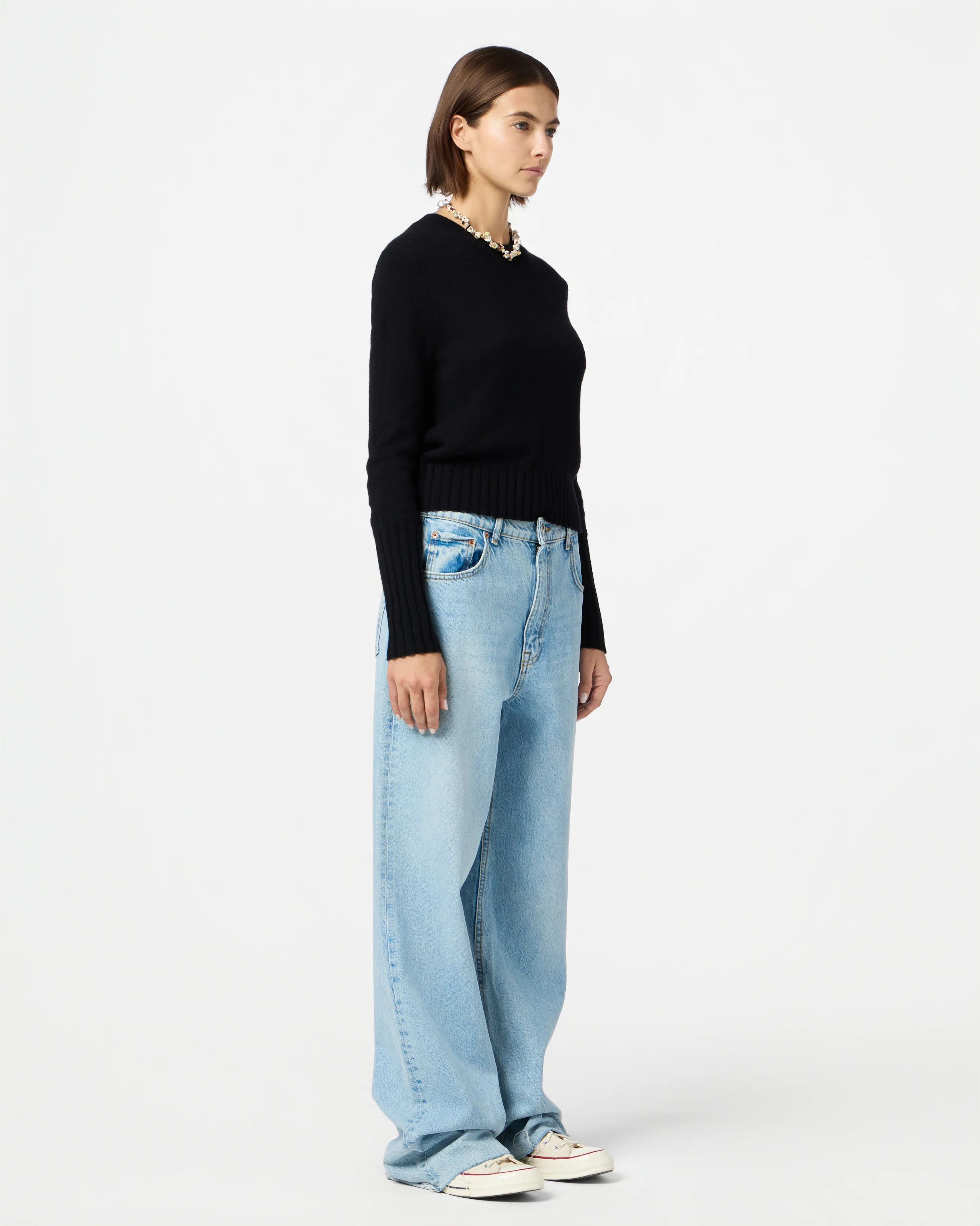 GUEST IN RESIDENCE Shrunken Crewneck Sweater in Black
