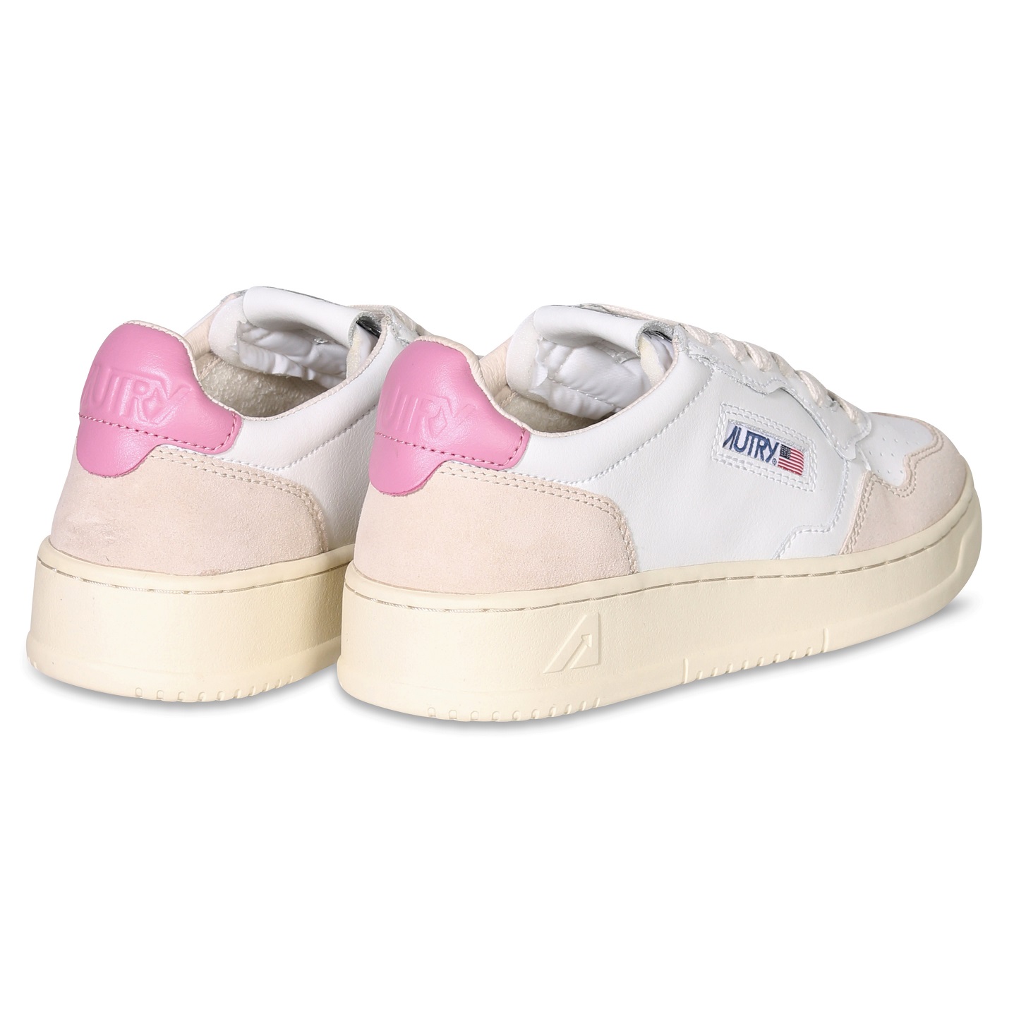 AUTRY ACTION SHOES Low Sneaker in Beige Suede/White/Pink 35