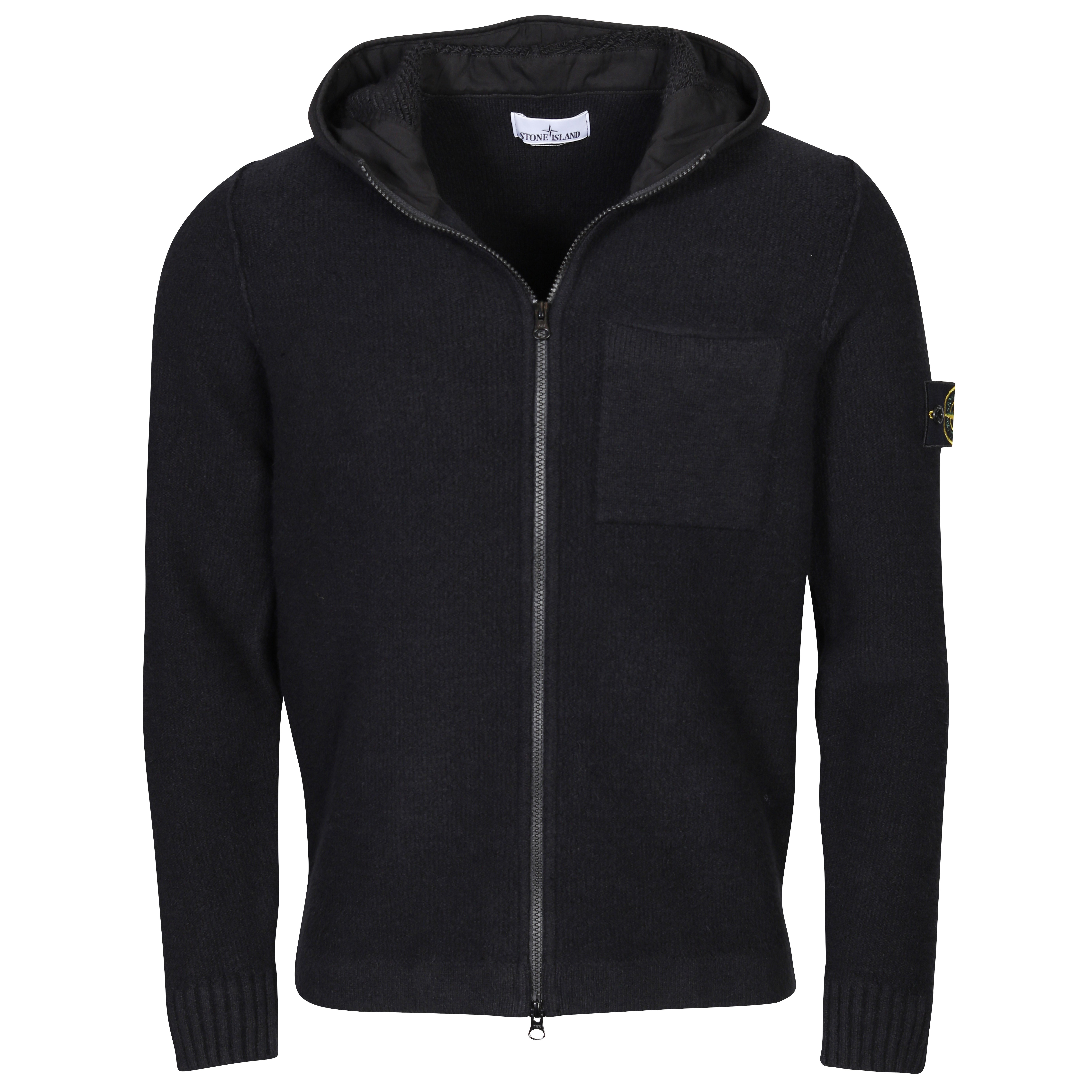 Stone Island Knit Zip Hoodie in Black XXL