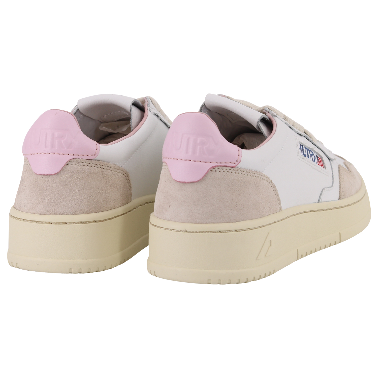 Autry Action Shoes Vintage Suede White/Light Pink 36