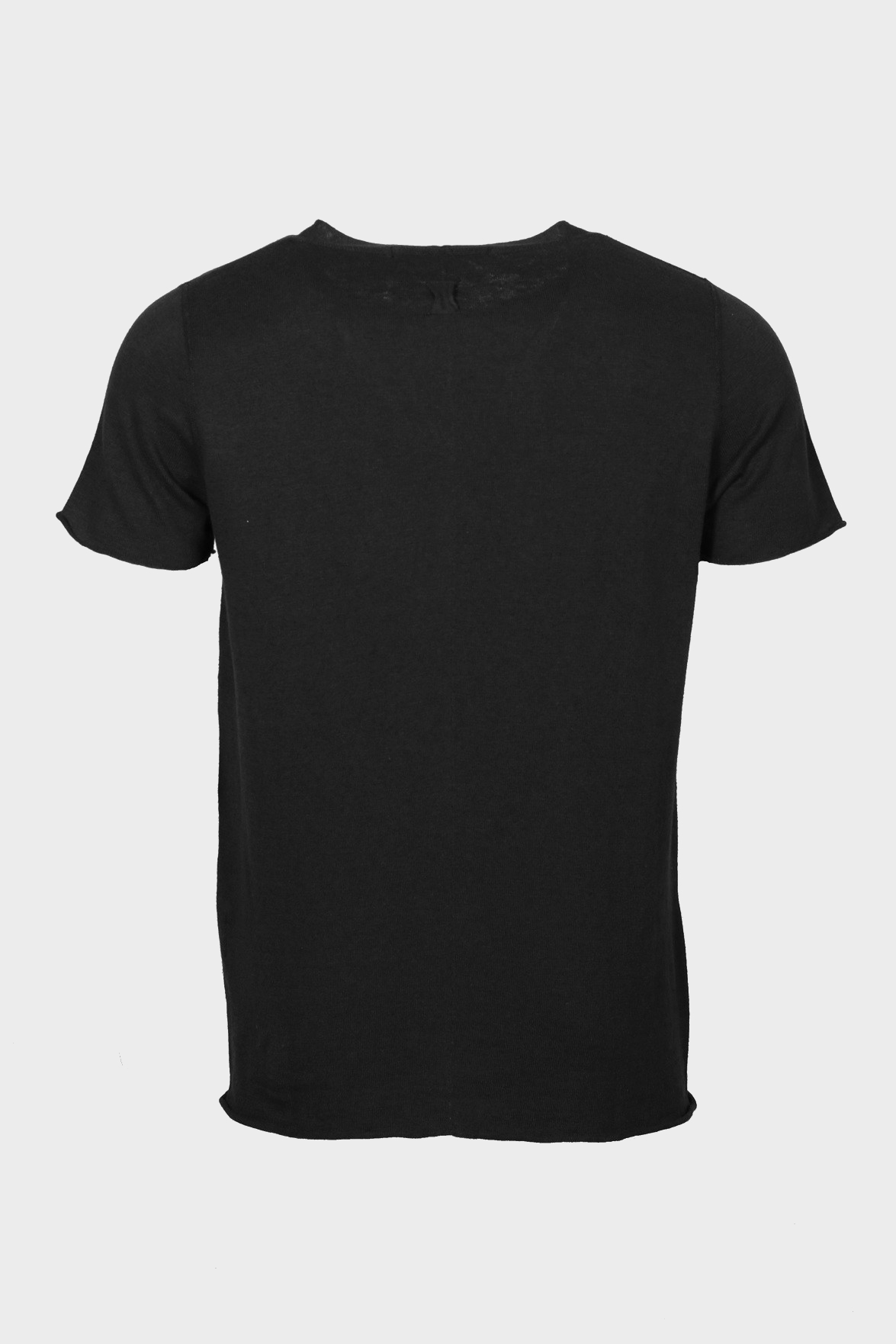 HANNES ROETHER Cotton/Linen Knit T-Shirt in Black