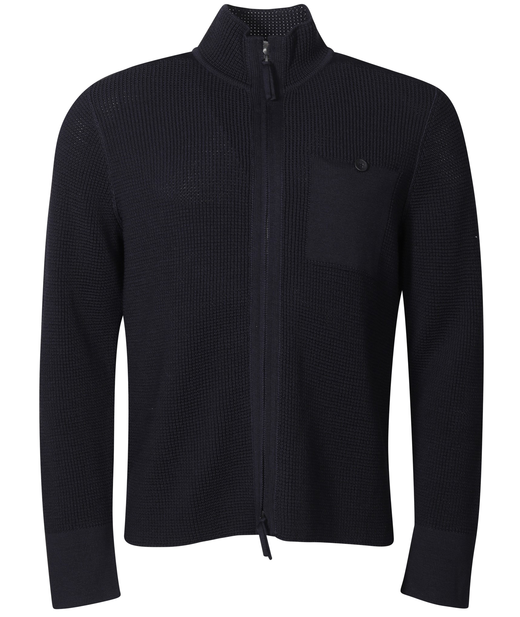 HANNES ROETHER Knit Zip Pullover in Dark Navy